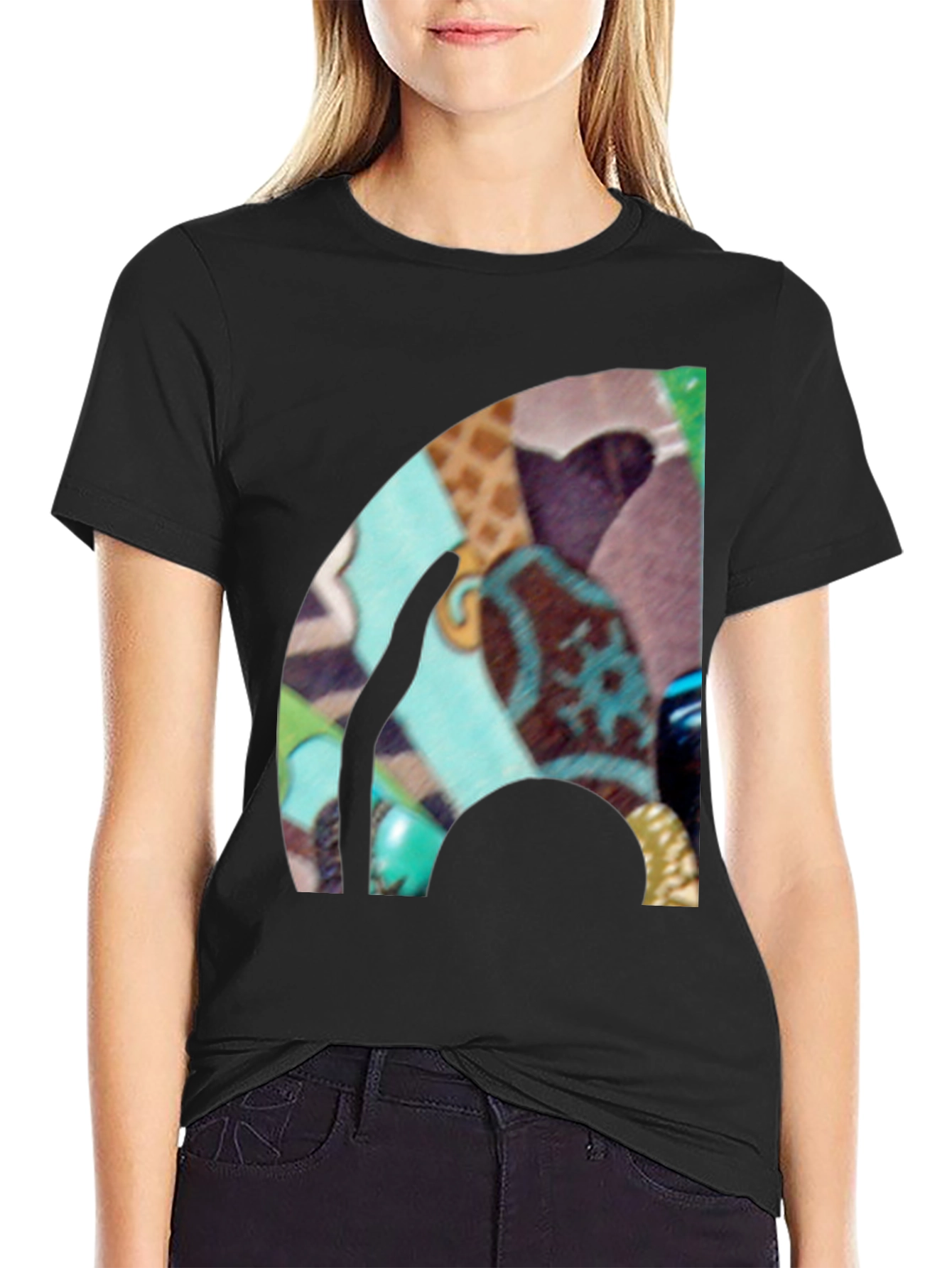 Black Abstract Art Graphic Black T-Shirt view 2