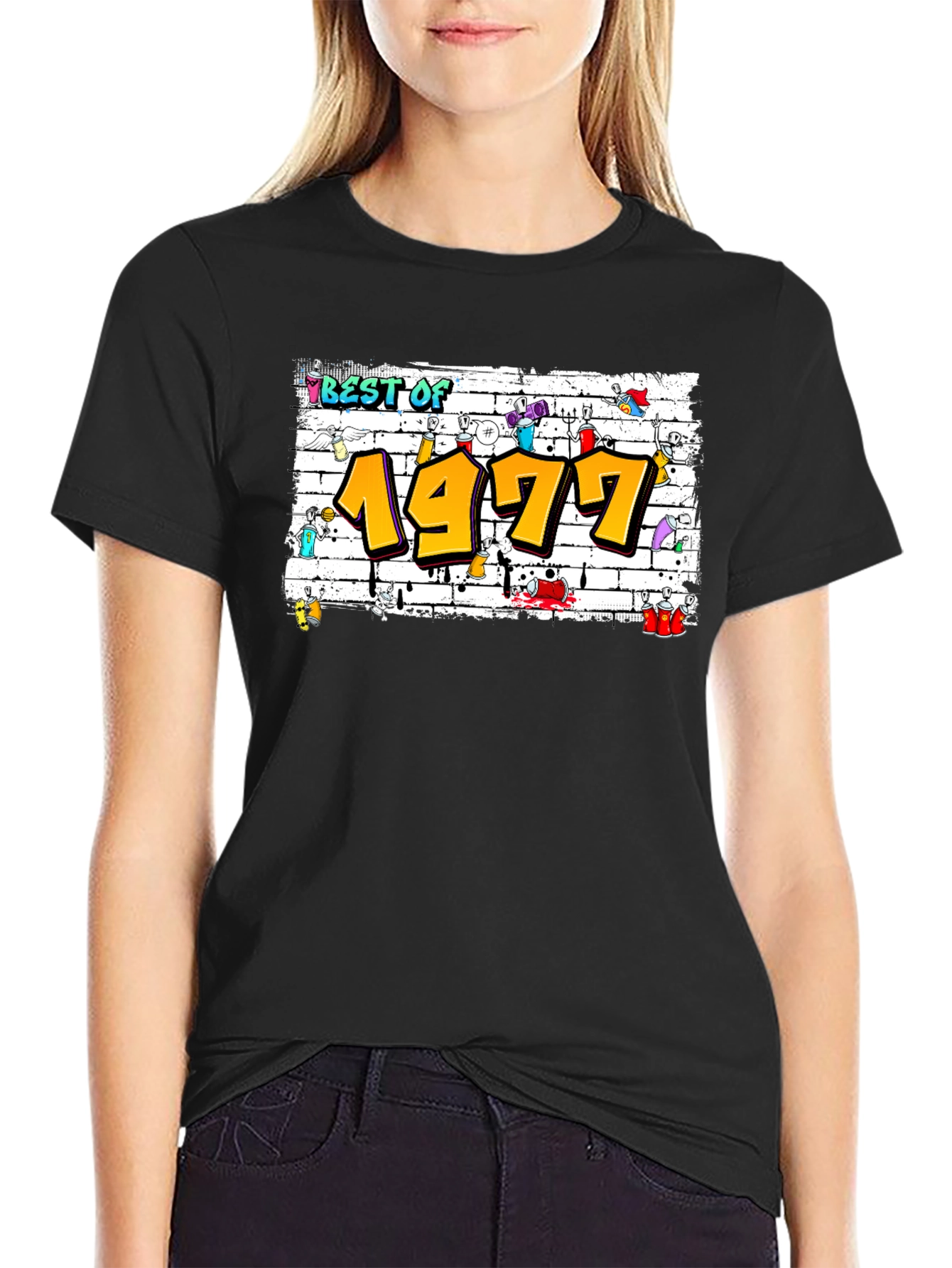 Black Best of 1977 Graffiti T-Shirt view 2
