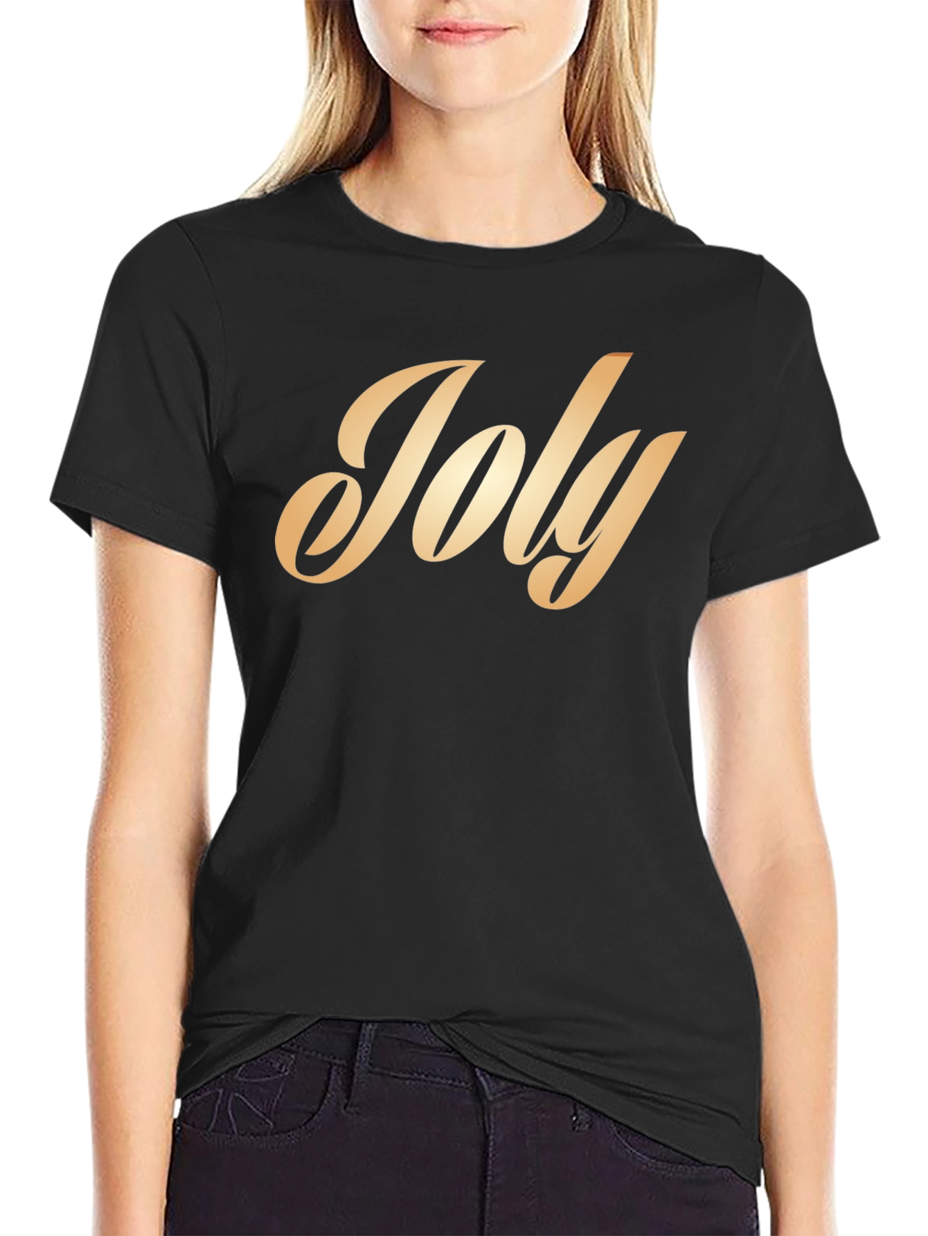 Black Stylish 'Joly' Script T-Shirt view 2