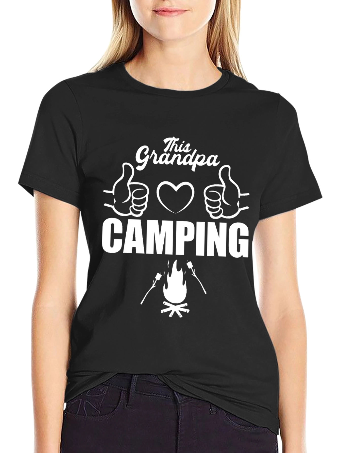 Black This Grandpa Loves Camping Graphic T-Shirt view 2