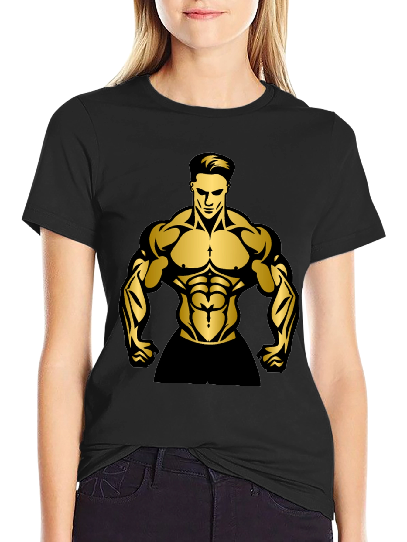 Black Muscle Man Graphic T-Shirt | Gym Wear view 2