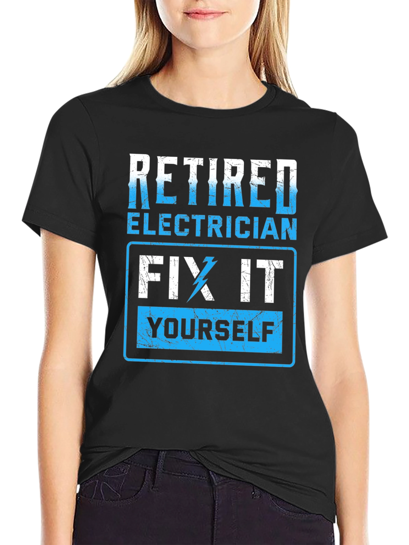 Black Retired Electrician Fix It Yourself T-Shirt view 2