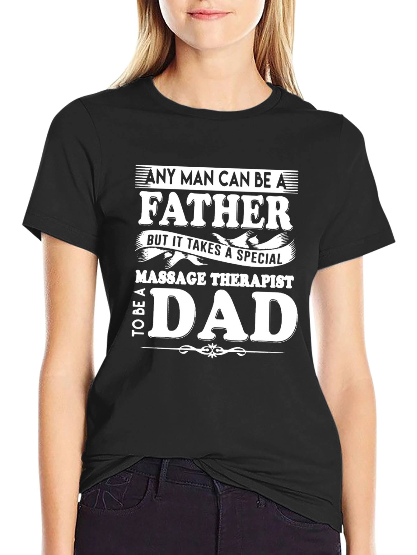 Black Massage Therapist Dad T-Shirt, Father's Day Gift view 2