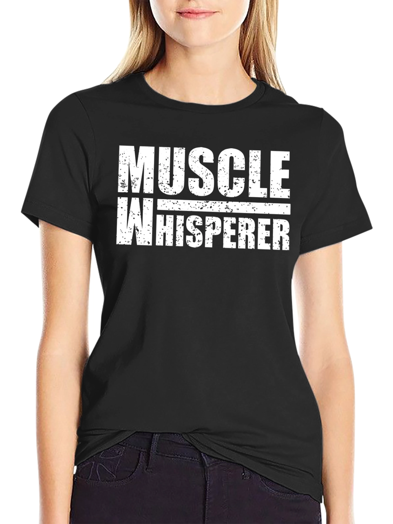Black Muscle Whisperer Graphic T-Shirt - Black Cotton Tee view 2