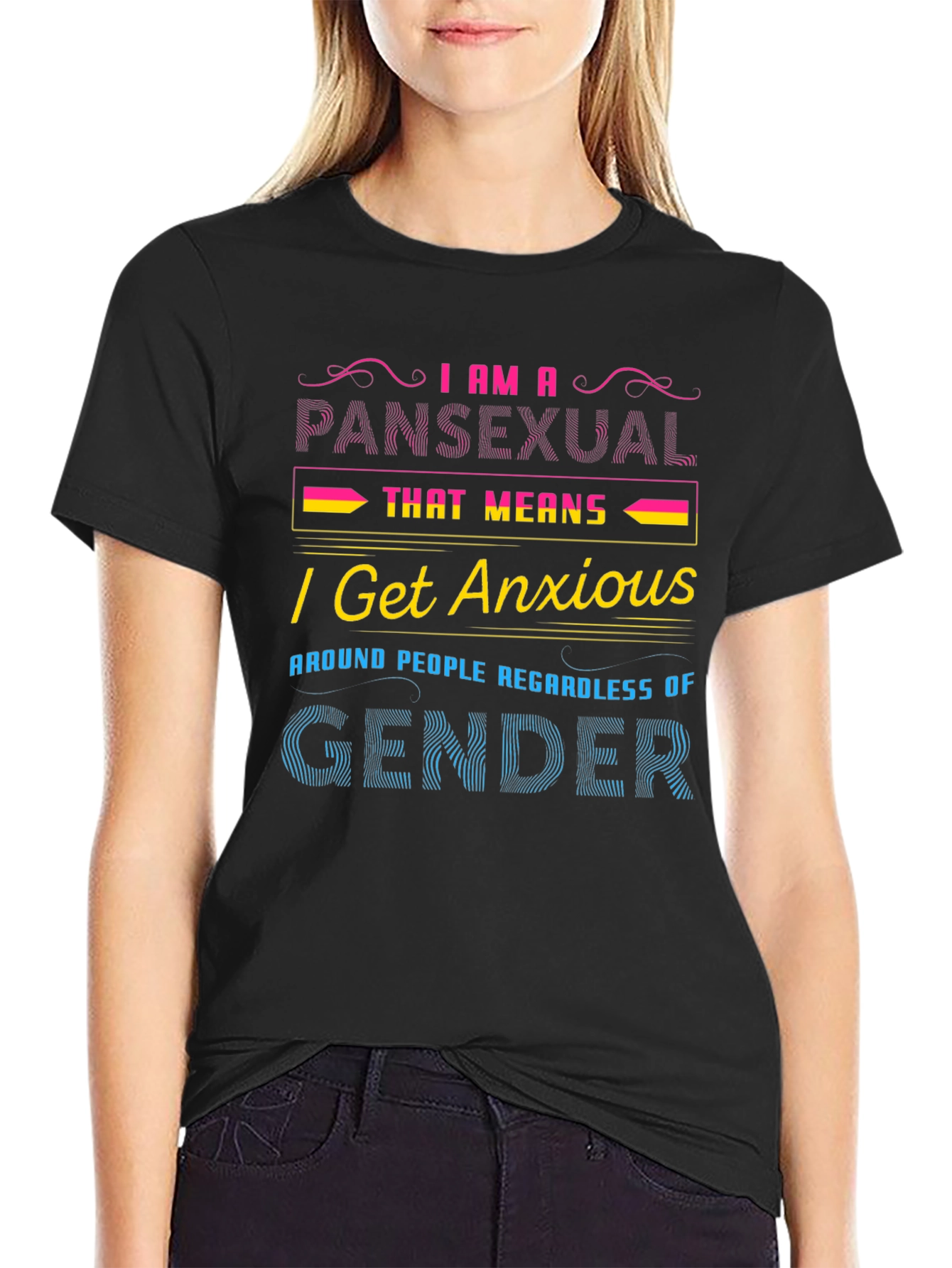 Black Pansexual Anxious T-Shirt view 2