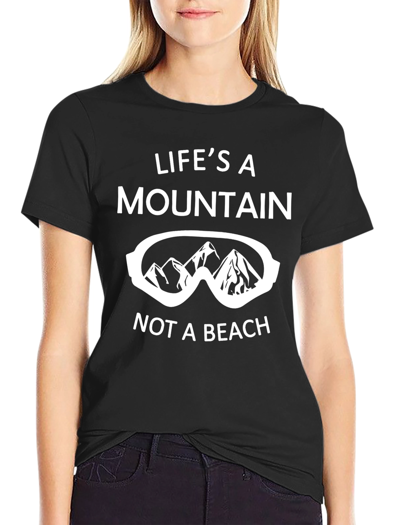 Black Life's a Mountain Tee - Black Adventure T-Shirt view 2