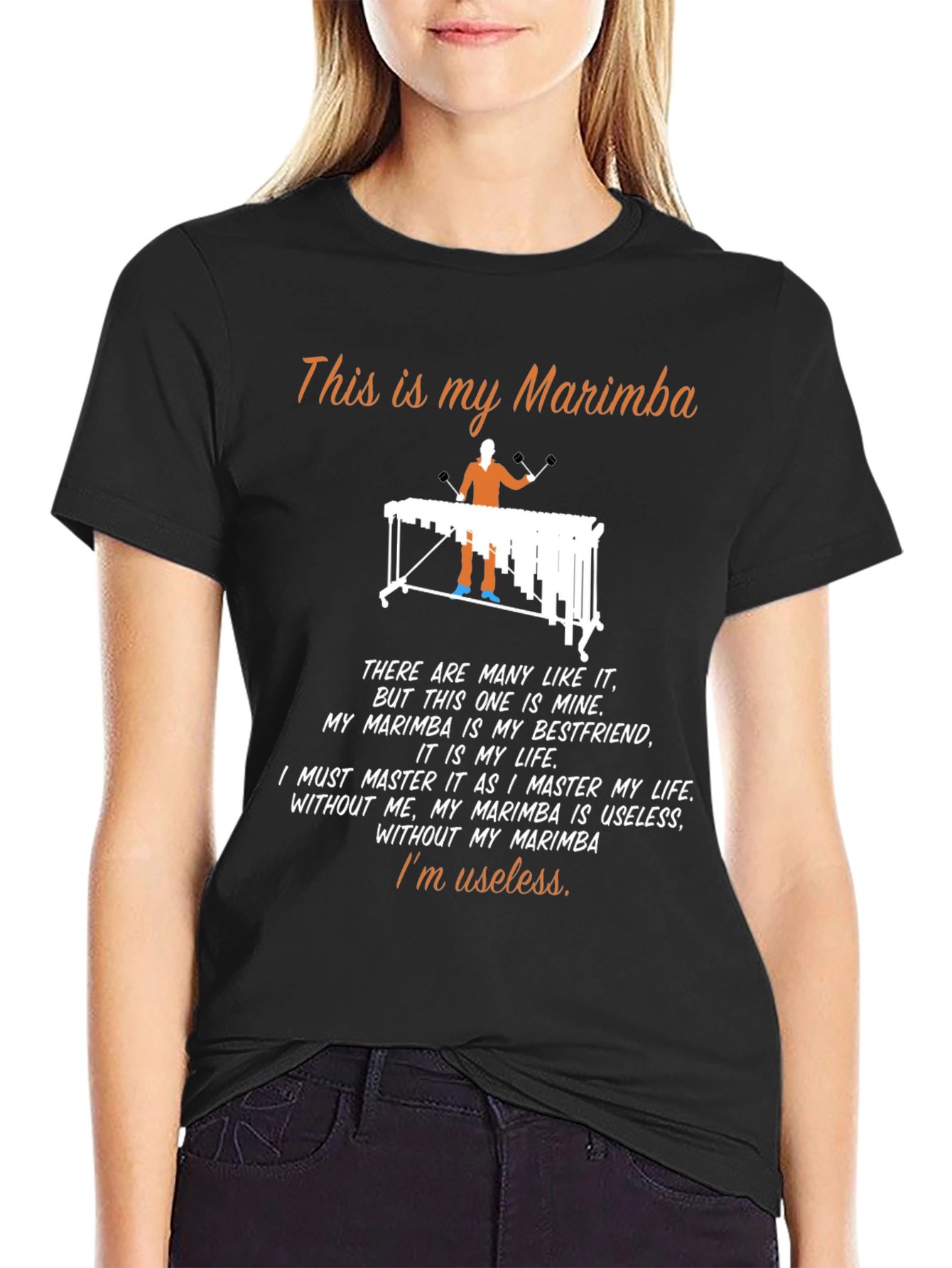 Black Marimba Lover's T-Shirt: My Marimba, My Life view 2