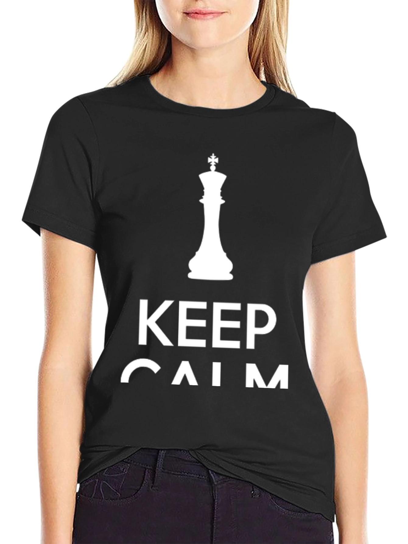 Black Keep Calm Chess King T-Shirt view 2