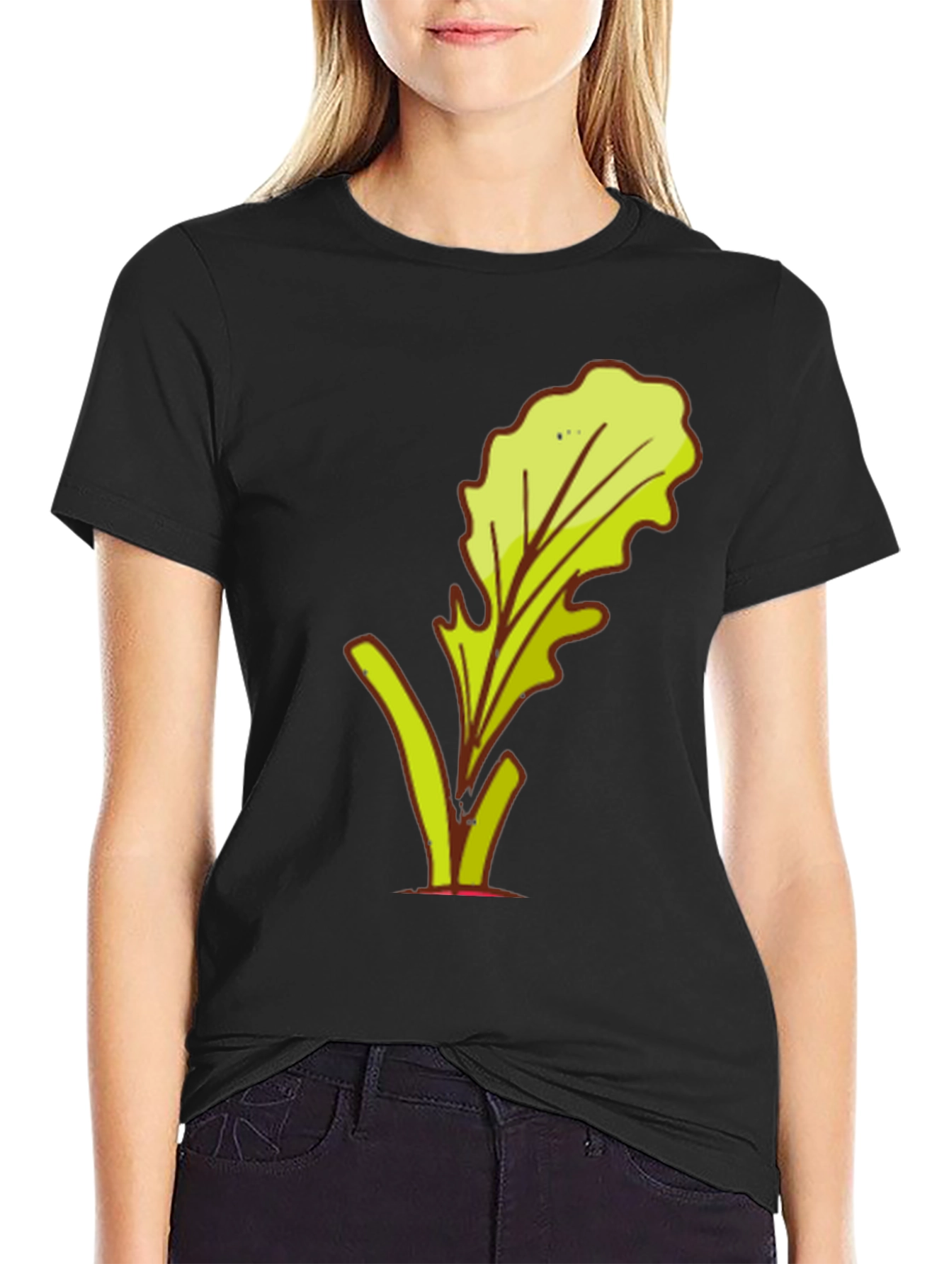 Black Leafy Graphic Tee - Stylish Casual Wear view 2