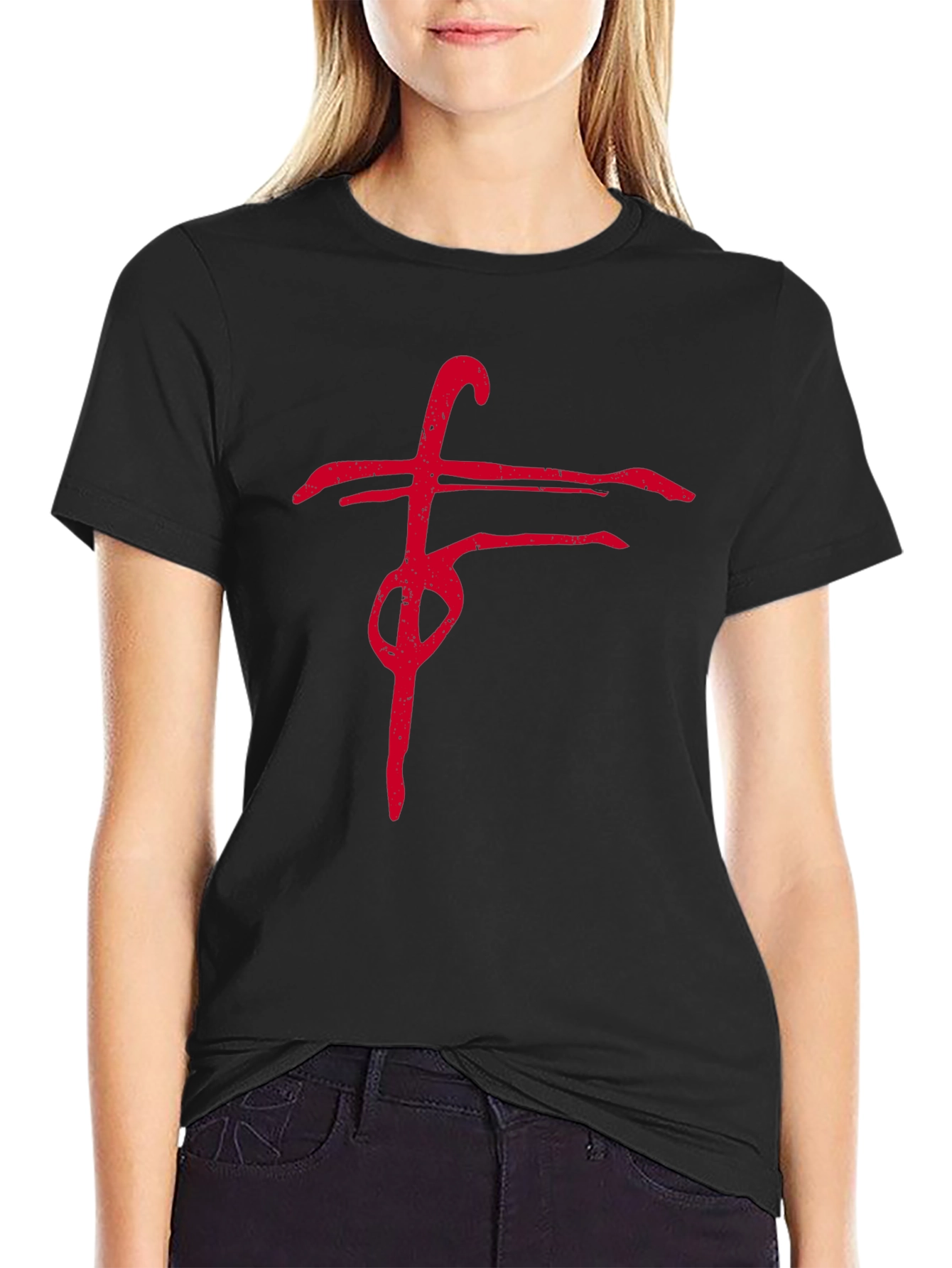 Black Black T-Shirt with Red Abstract Graphic view 2
