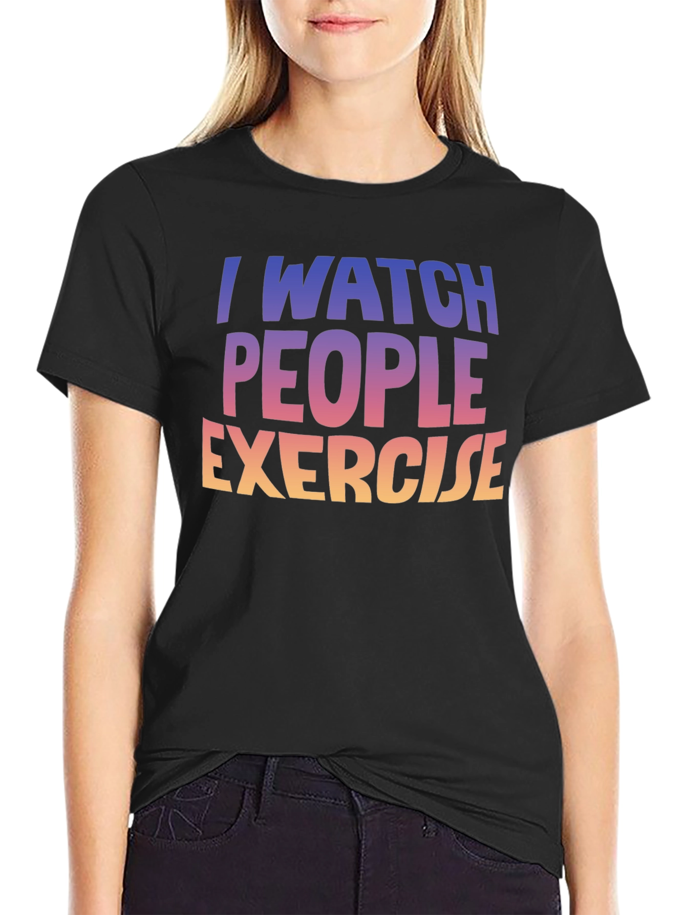 Black I Watch People Exercise Graphic Tee view 2