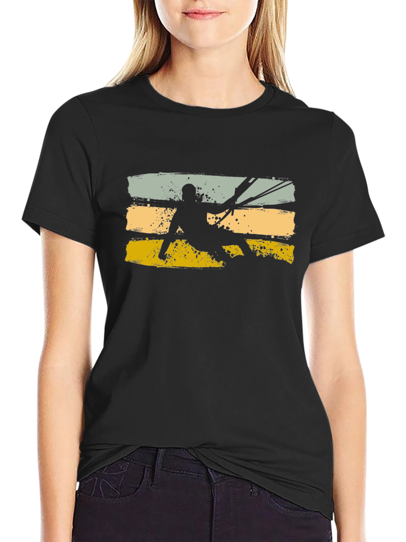 Black Kitesurfing Silhouette Graphic Tee view 2
