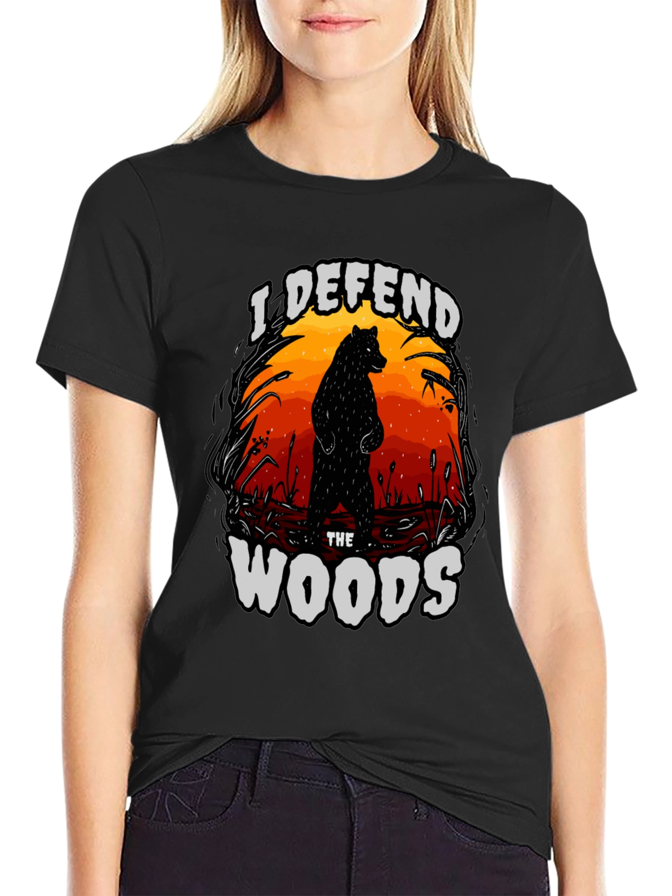 Black I Defend The Woods Graphic Tee - Black view 2