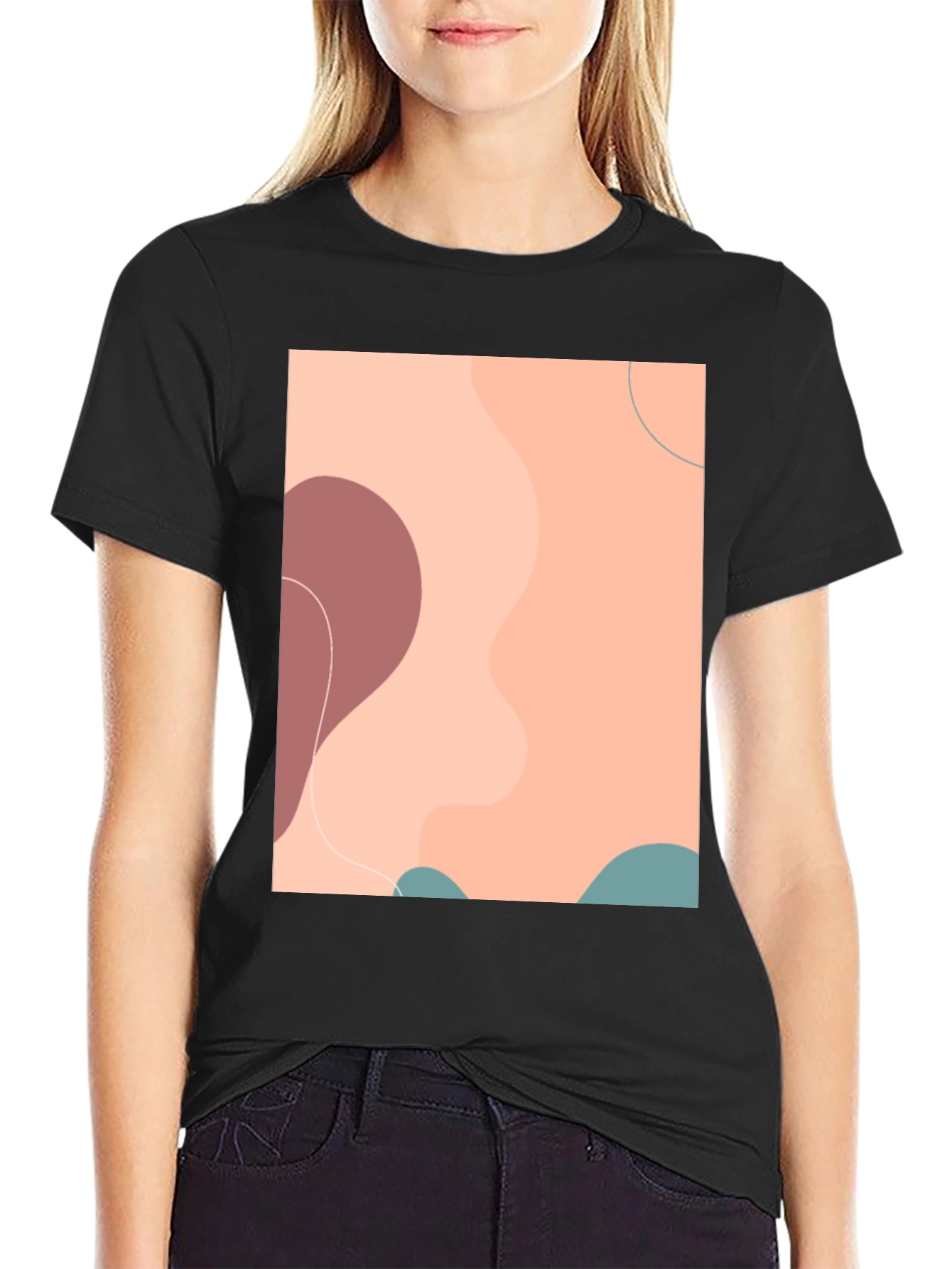 Black Abstract Graphic Print Men's Black T-Shirt view 2