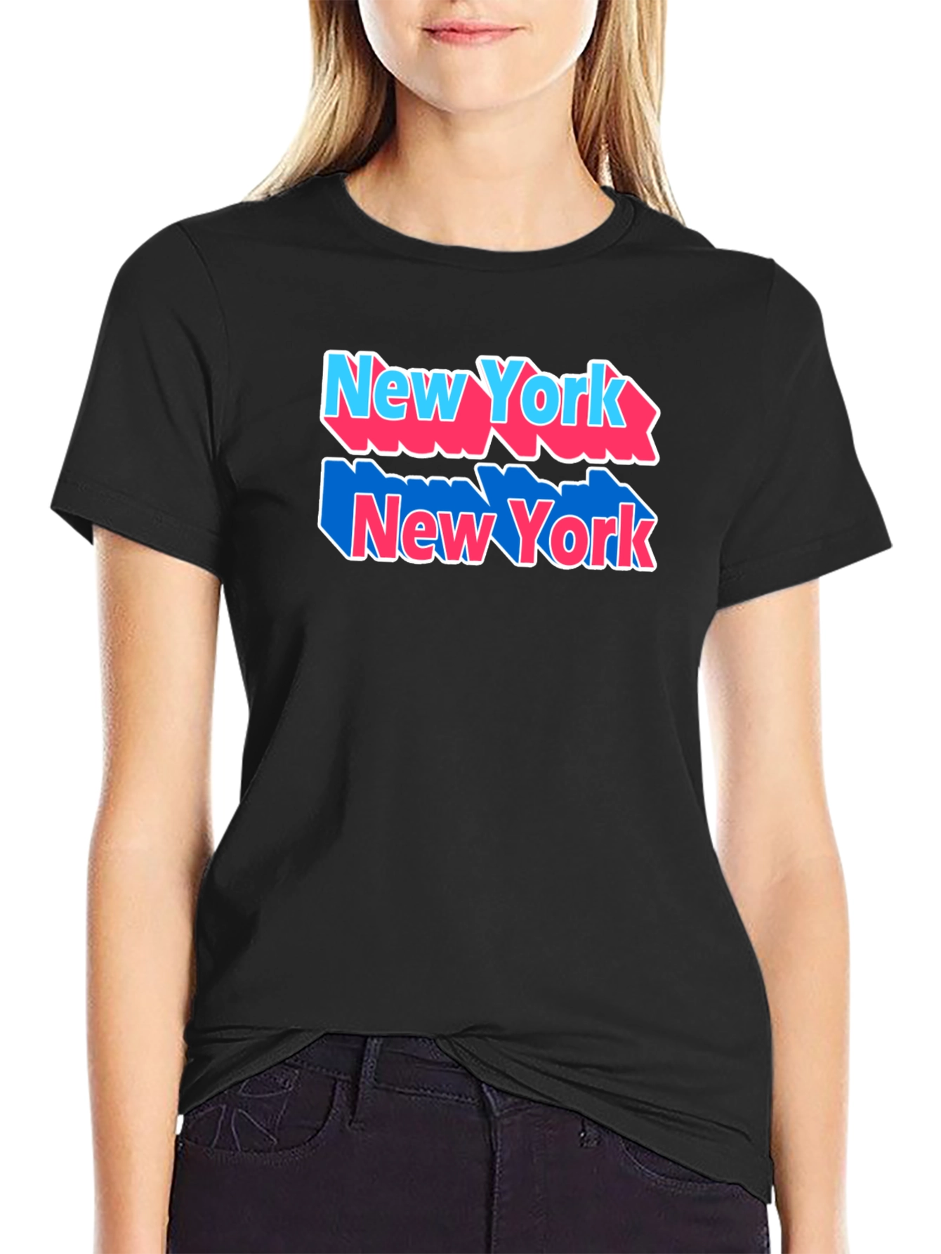Black New York Graphic Tee, Black Cotton Shirt view 2