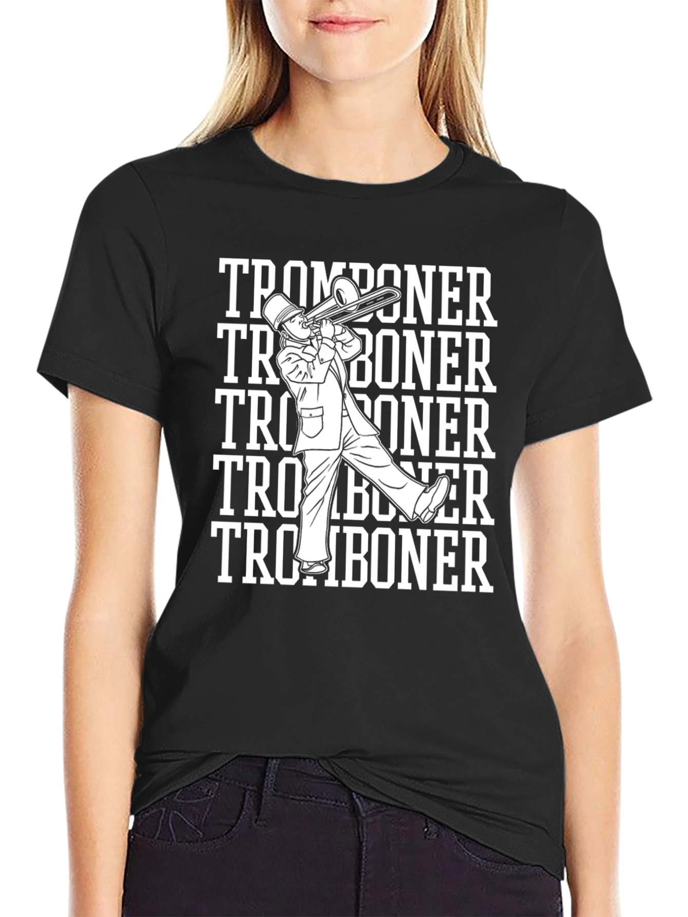 Black Tromboner T-Shirt, Band Humor Tee view 2