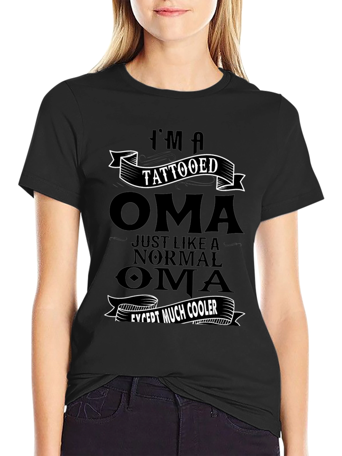 Black Tattooed Oma T-Shirt - Cool Grandma Tee view 2