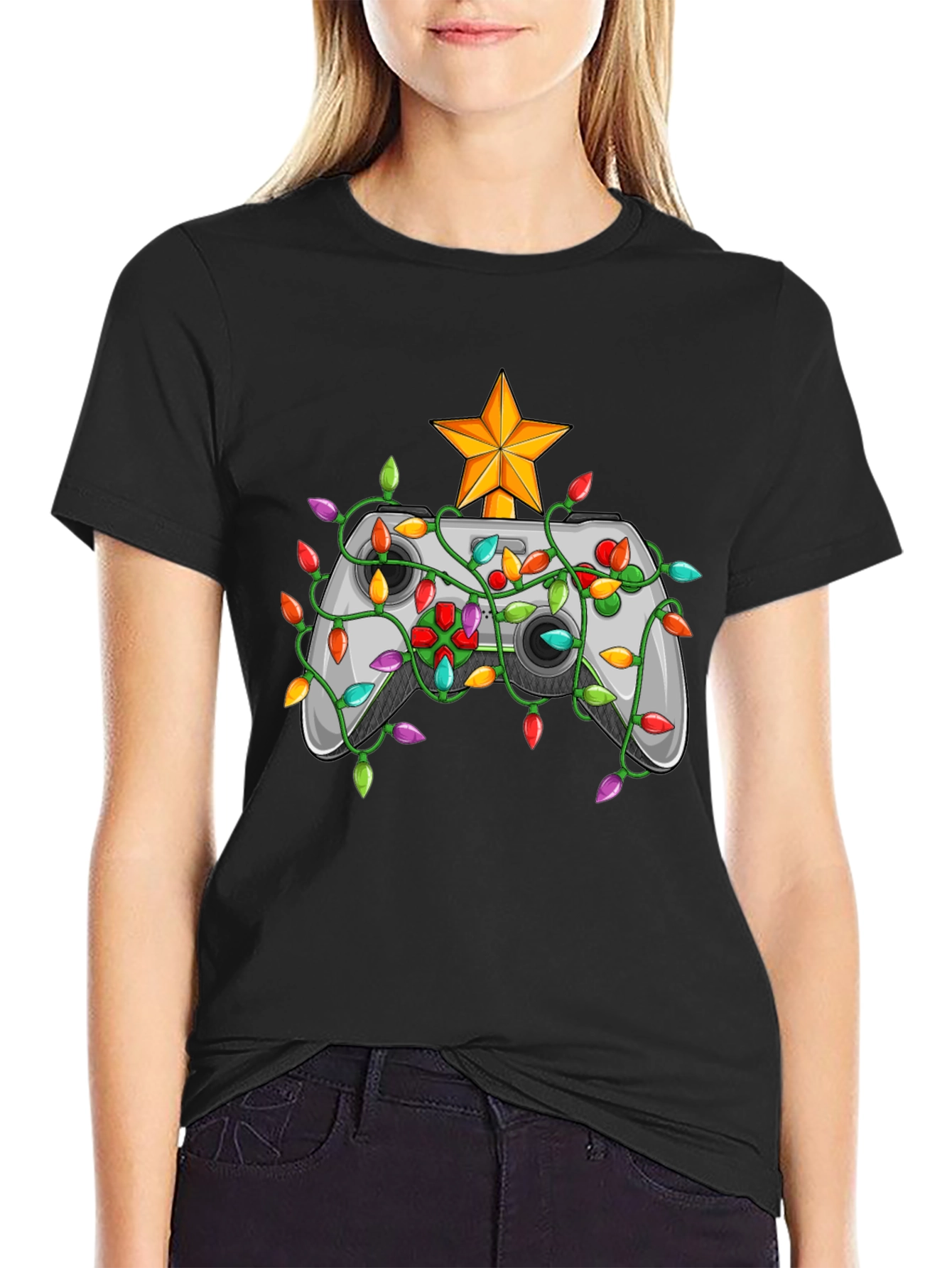 Black Gamer Christmas T-Shirt - Holiday Gaming Tee view 2