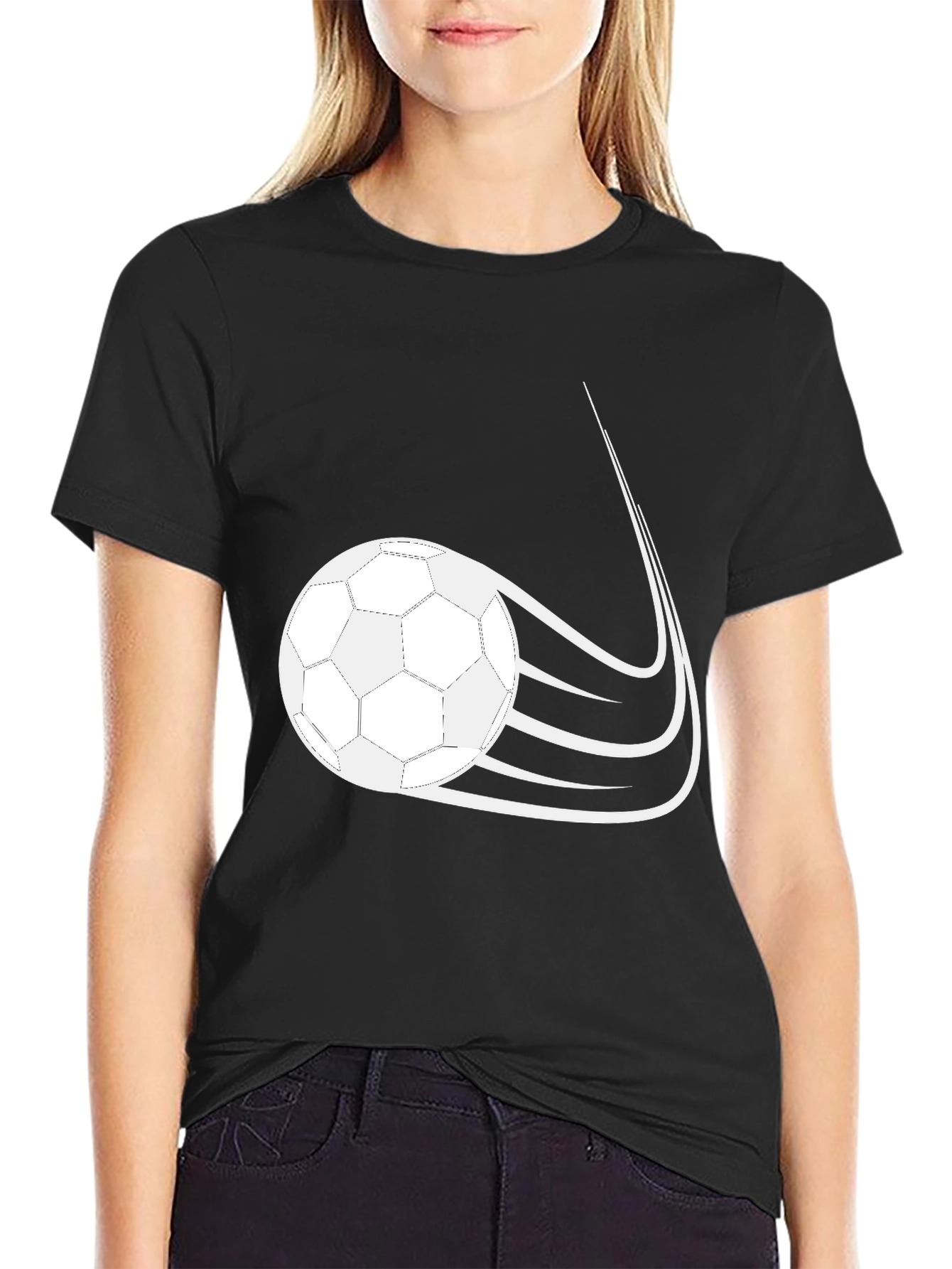 Soccer Ball Graphic Black T-Shirt - 2