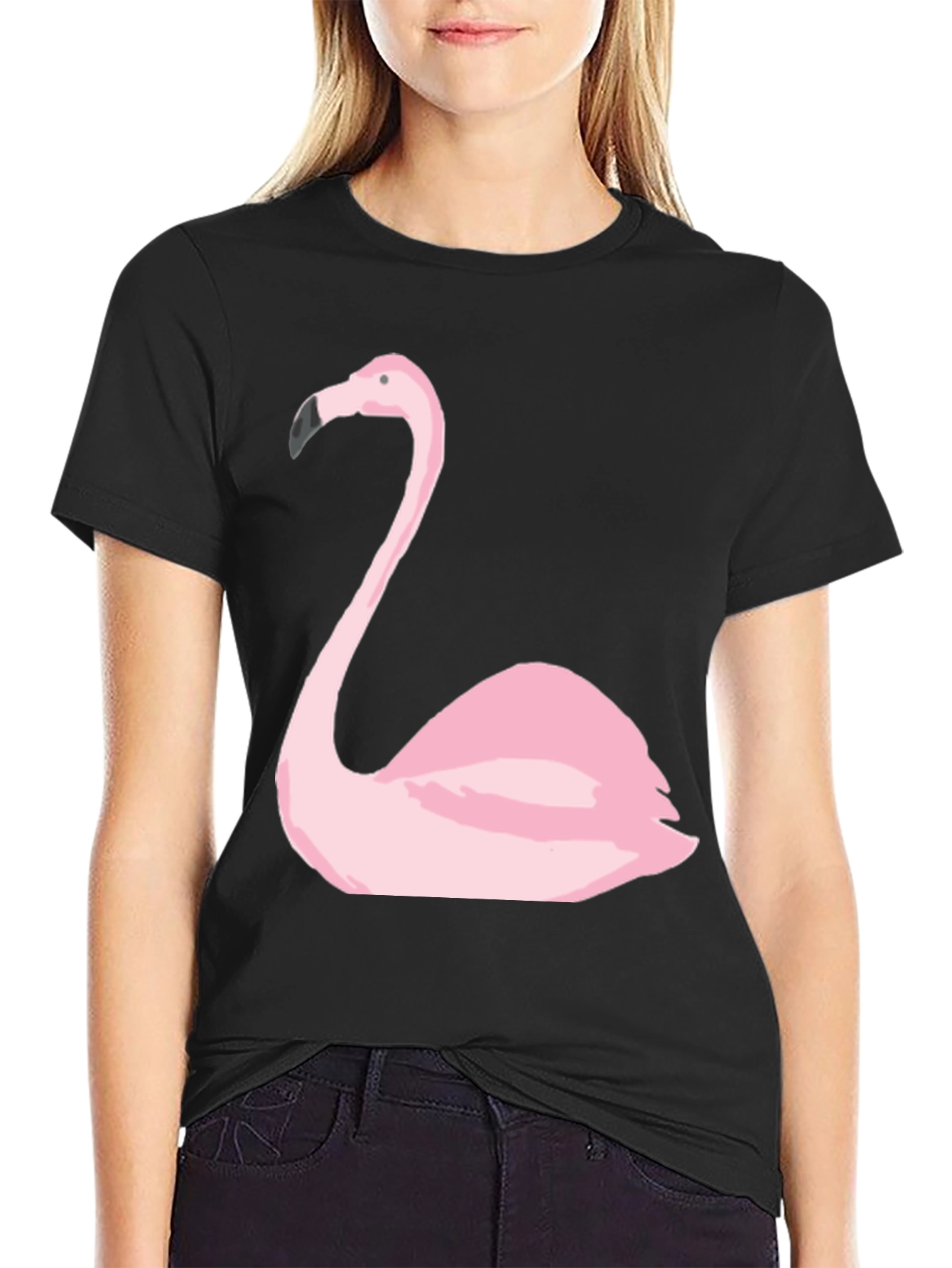Black Flamingo Graphic Tee - Black Cotton Casual Shirt view 2