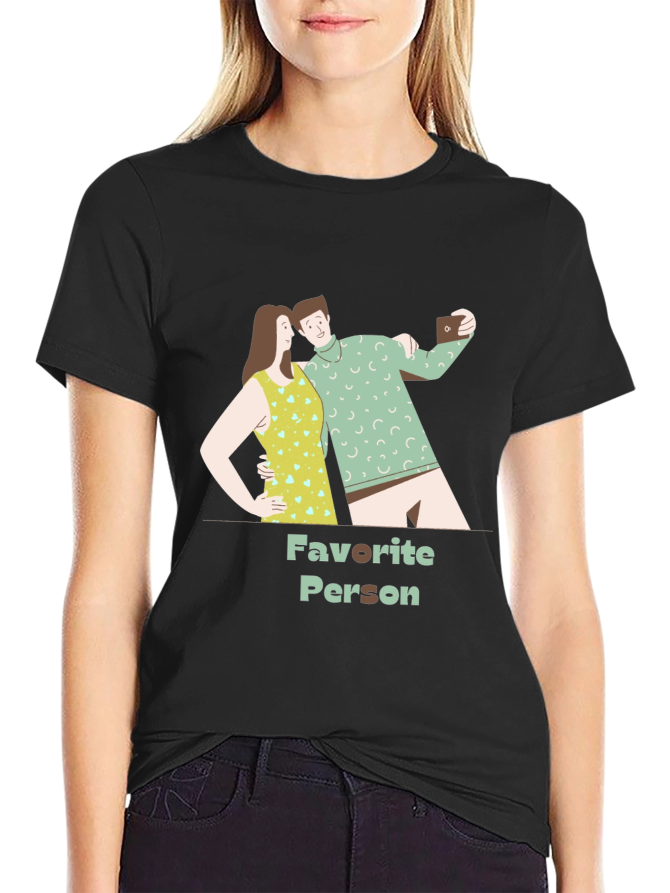 Black Favorite Person Graphic Tee - Stylish Couple Design view 2