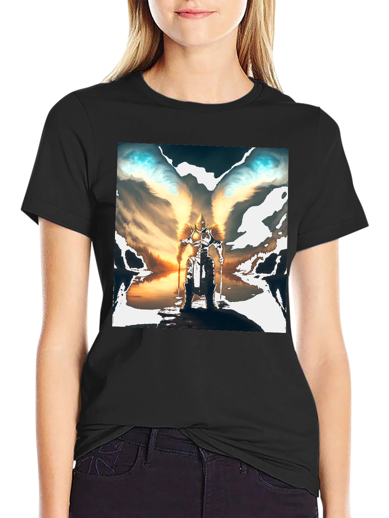 Black Winged Warrior Graphic Tee view 2