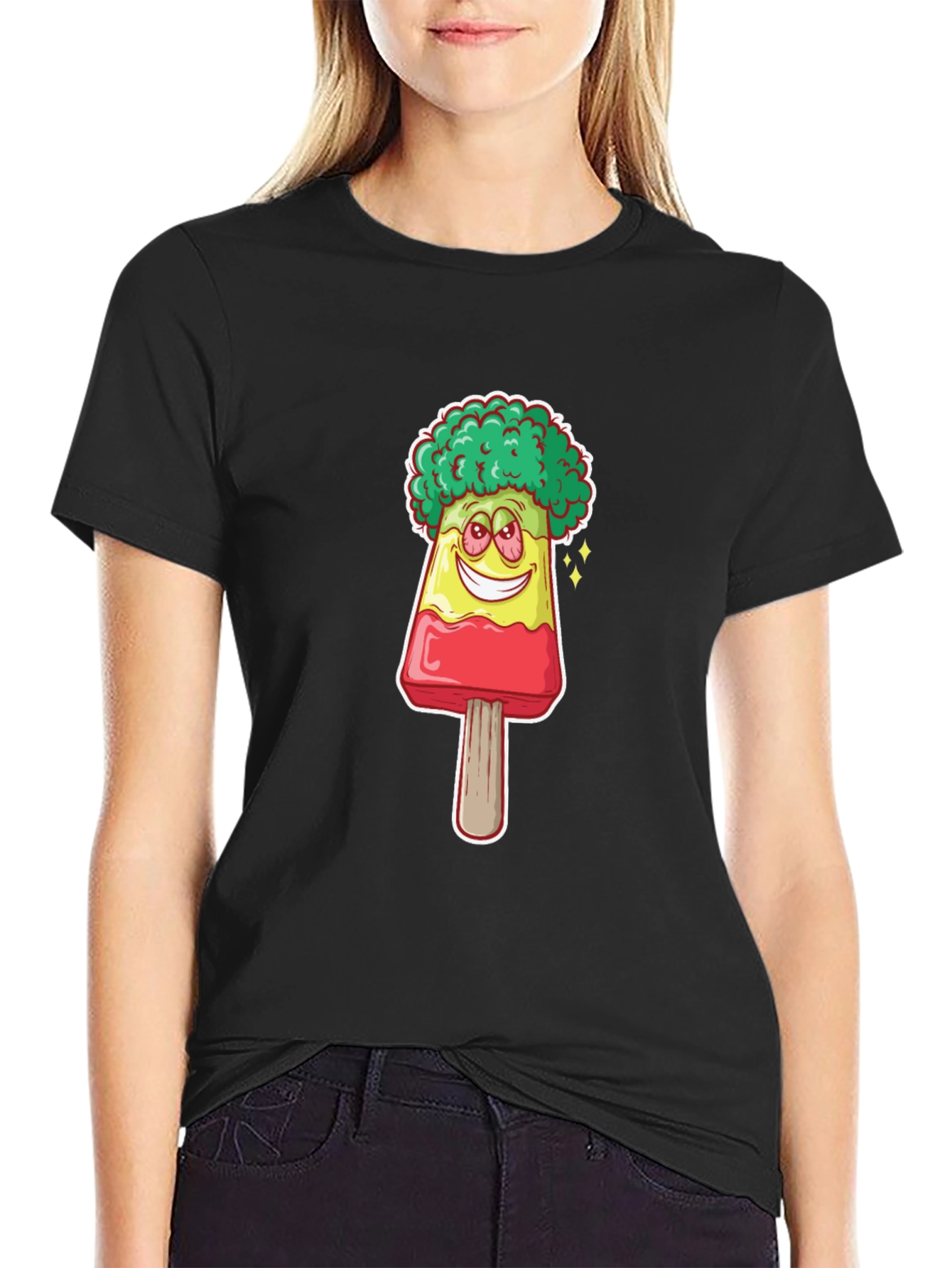 Black Novelty Popsicle Character T-Shirt view 2