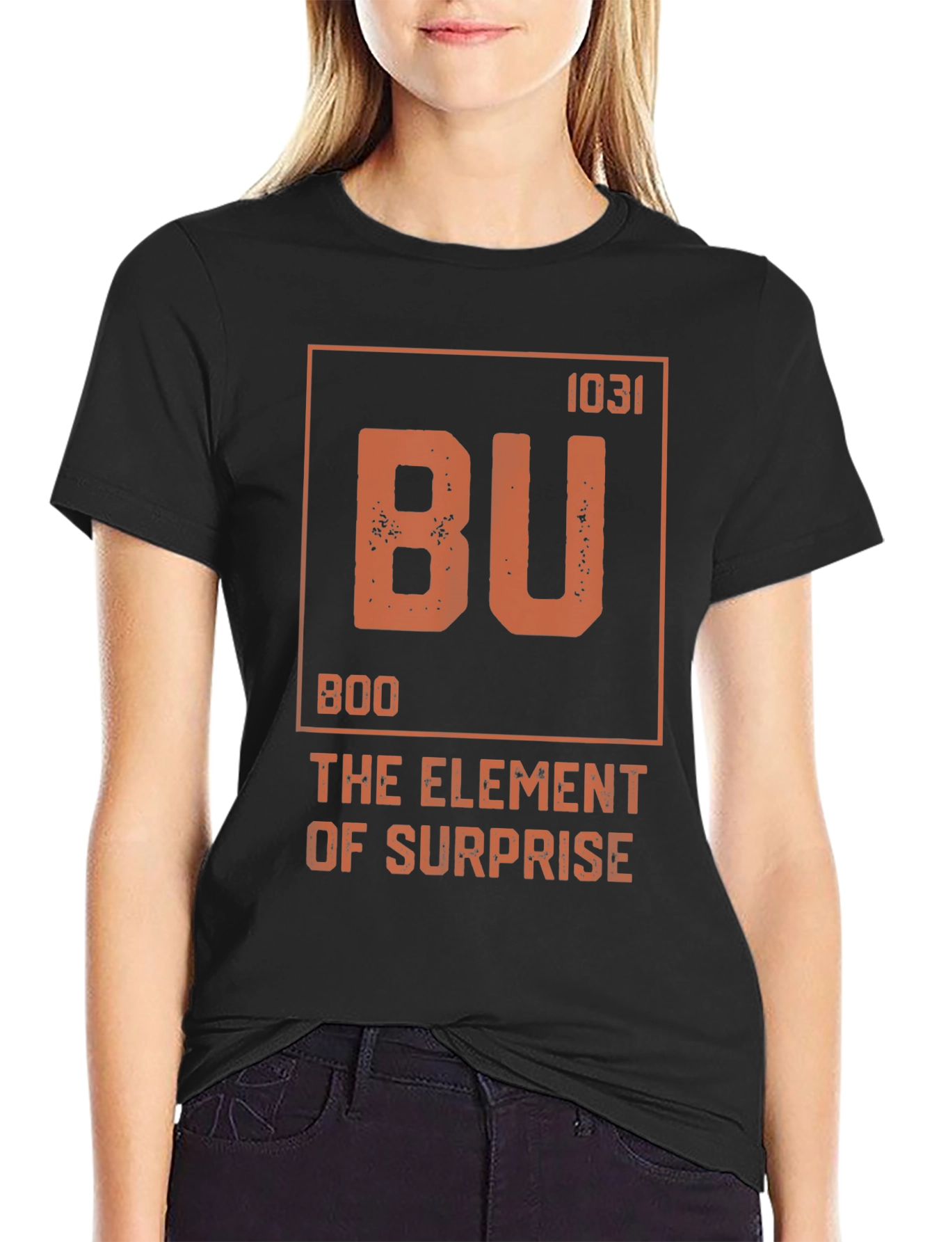Black Boo Element of Surprise T-Shirt - Funny Halloween Tee view 2