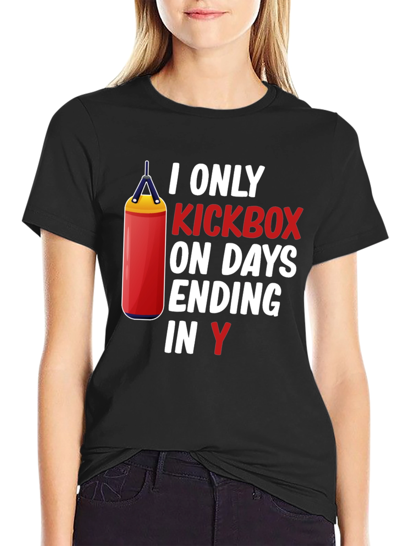 Black Kickboxer Humor T-Shirt - Days Ending in Y view 2