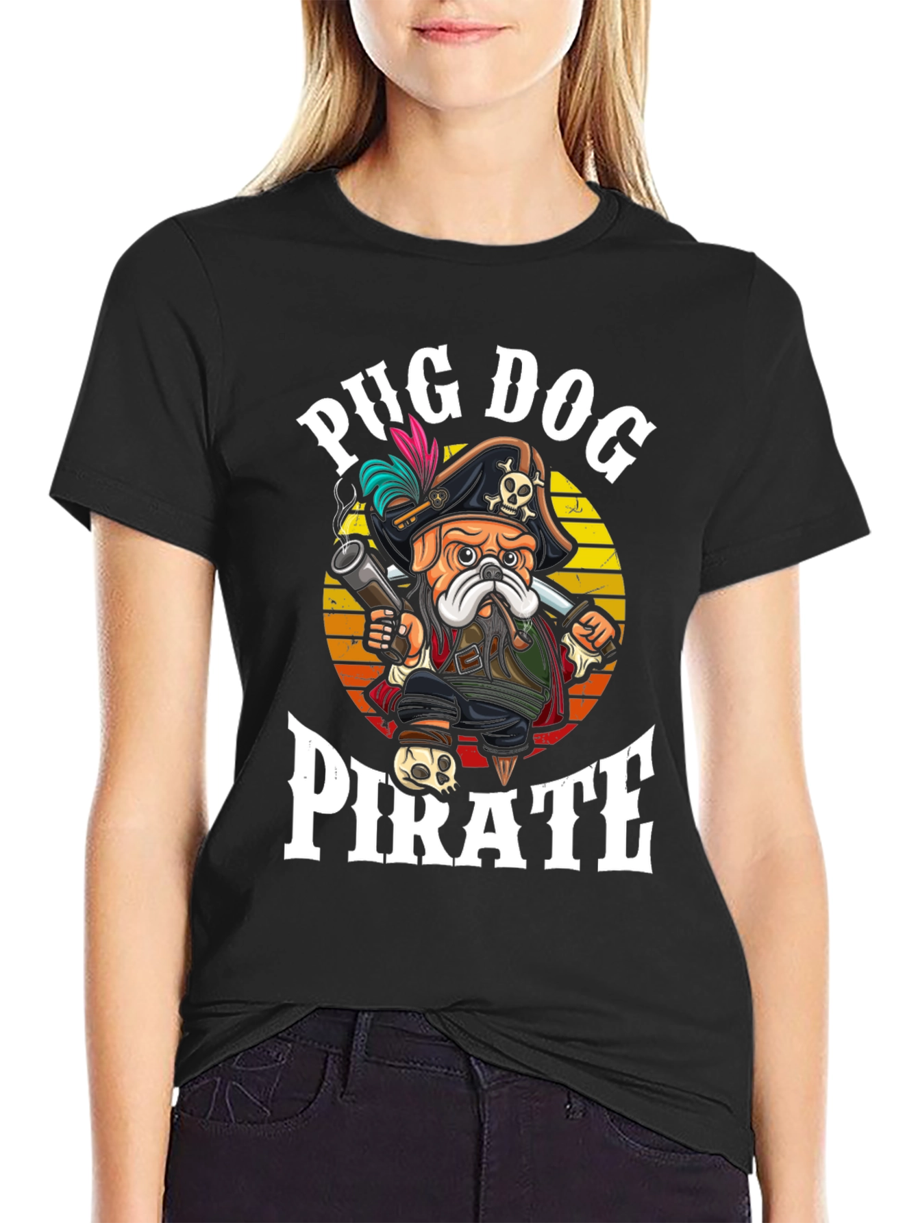 Pug Dog Pirate T-Shirt - Funny Graphic Tee - 2