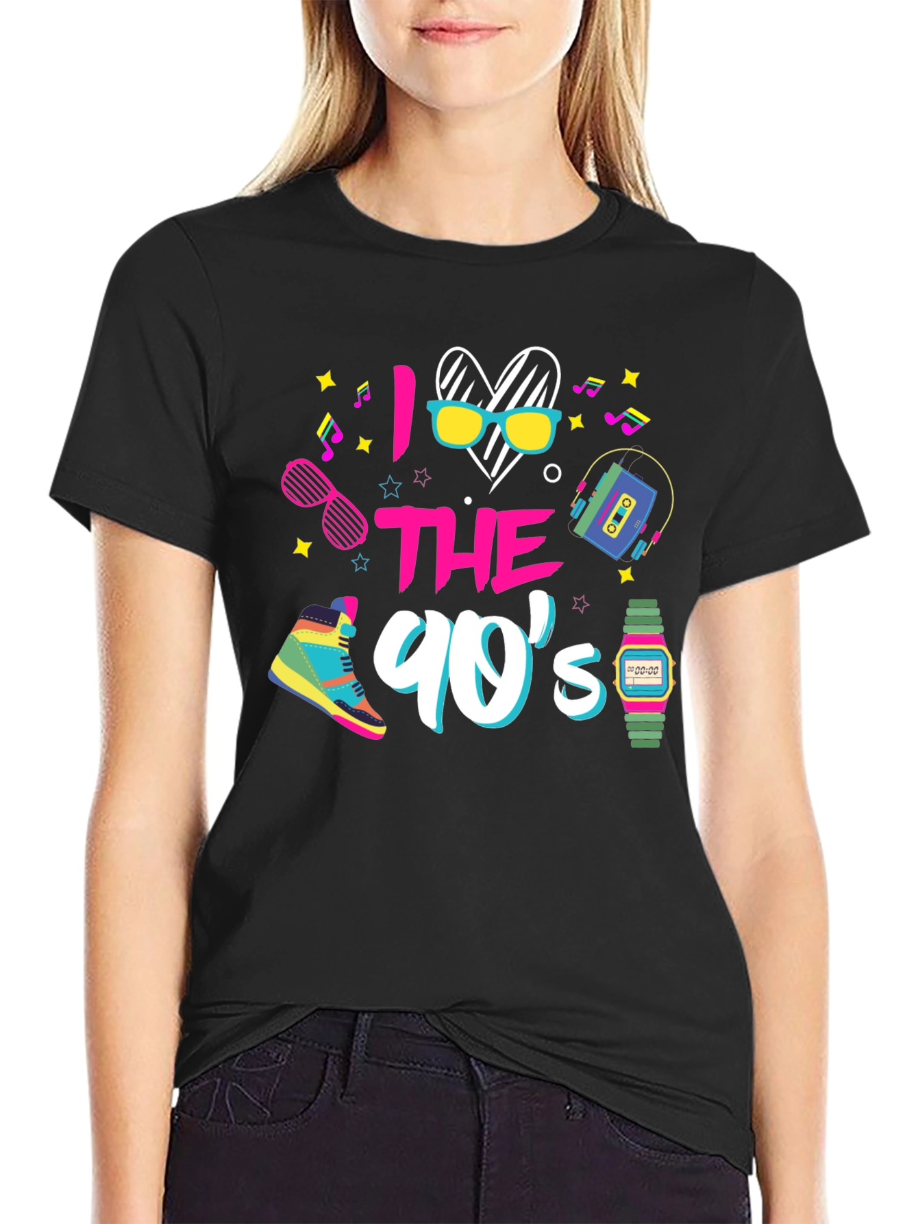 Black I Love The 90s Retro Style T-Shirt view 2