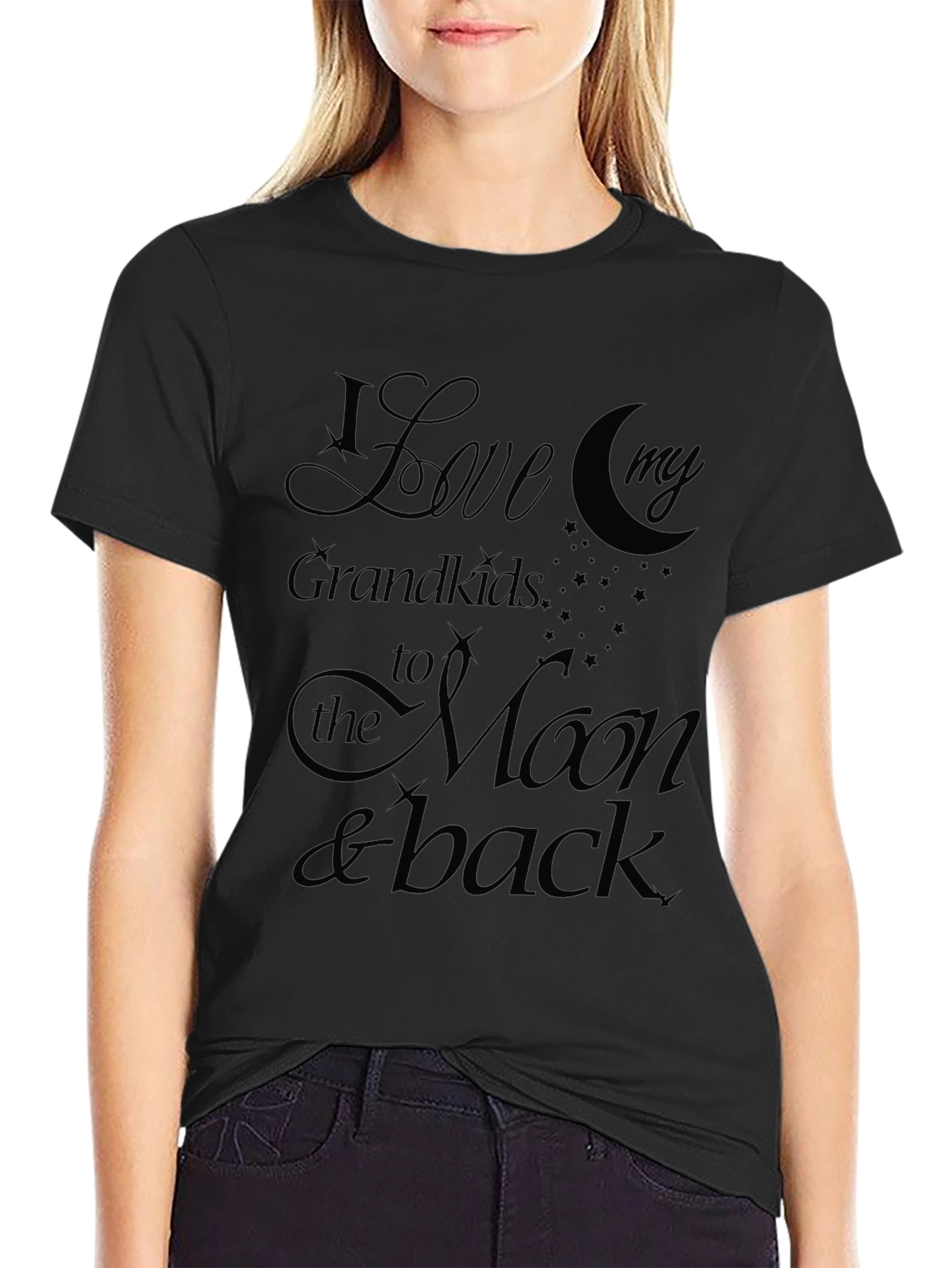 Black I Love My Grandkids to the Moon & Back Graphic T-Shirt view 2