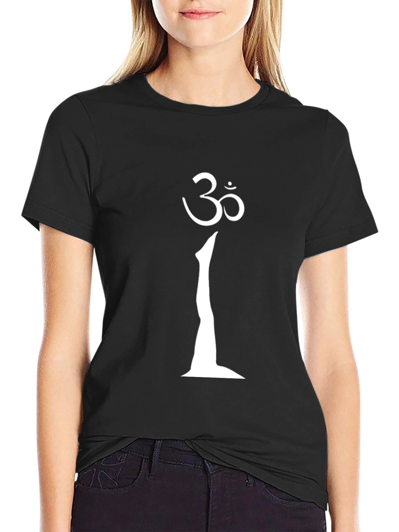 Black Om Symbol Black T-Shirt view 2
