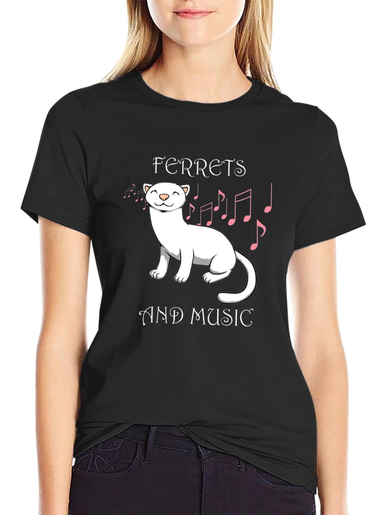 Black Ferret and Music Graphic Tee view 2
