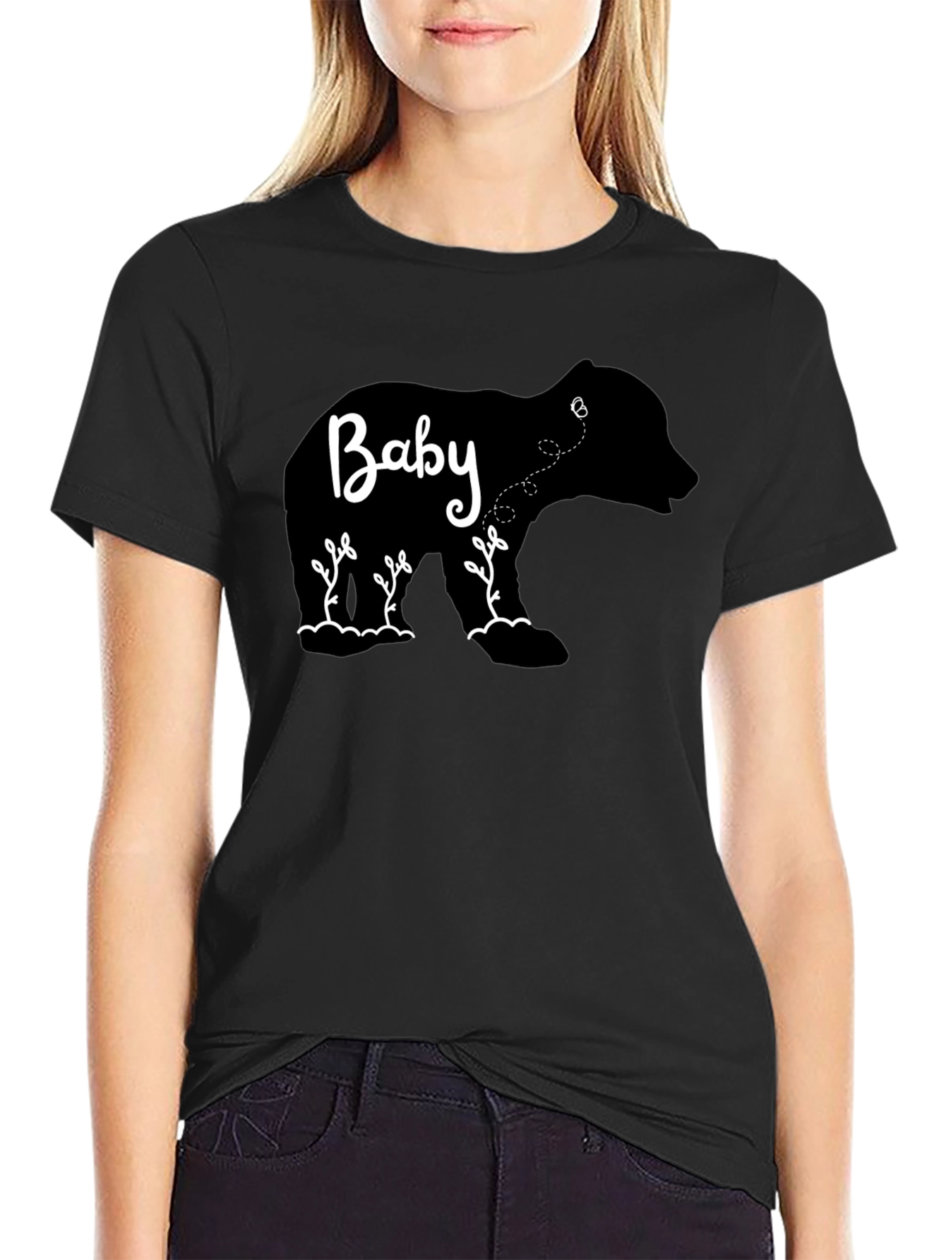 Black Baby Bear Tee - Cute Animal Graphic T-Shirt view 2