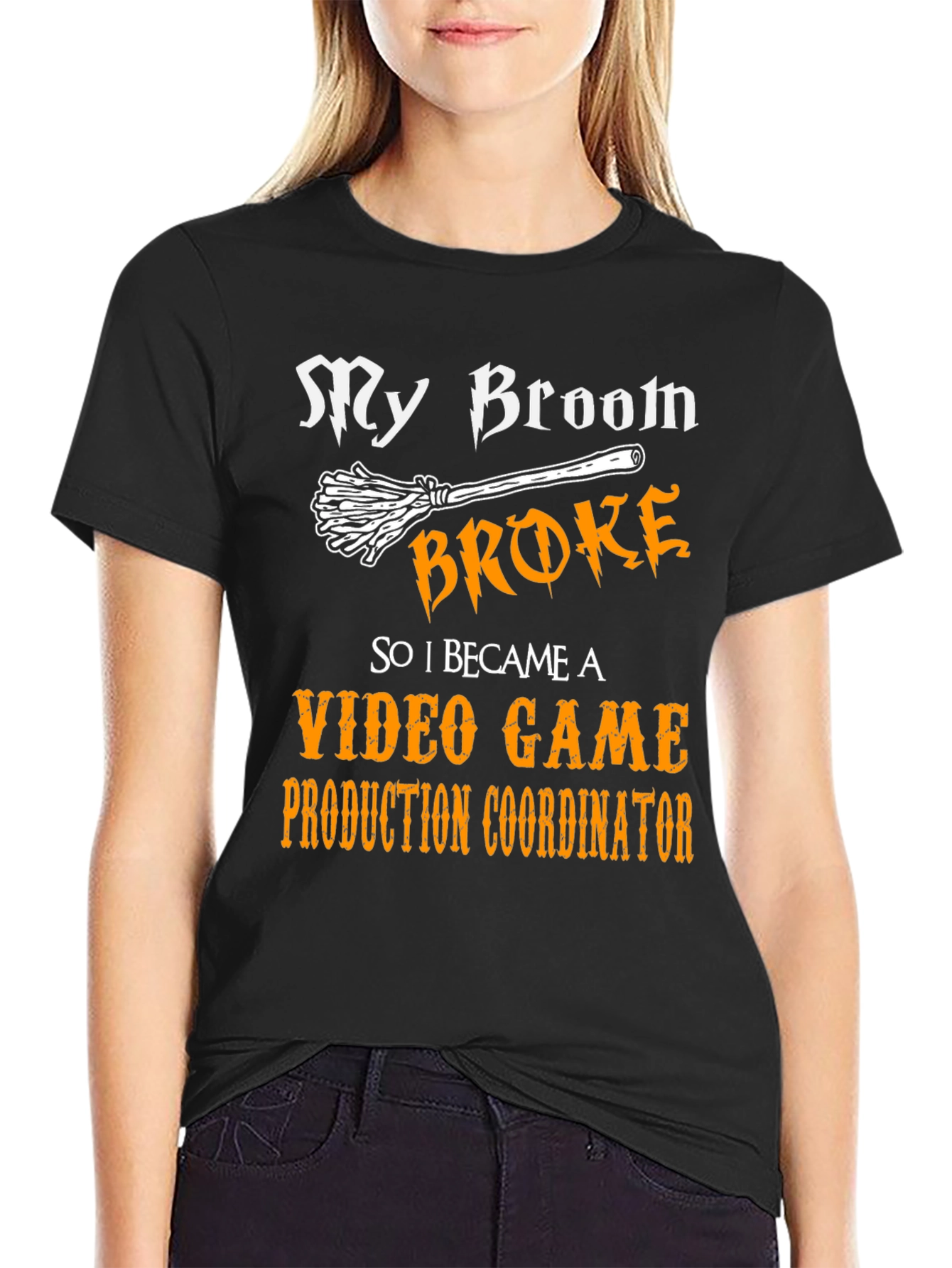 Black Funny Video Game Production Coordinator T-Shirt view 2