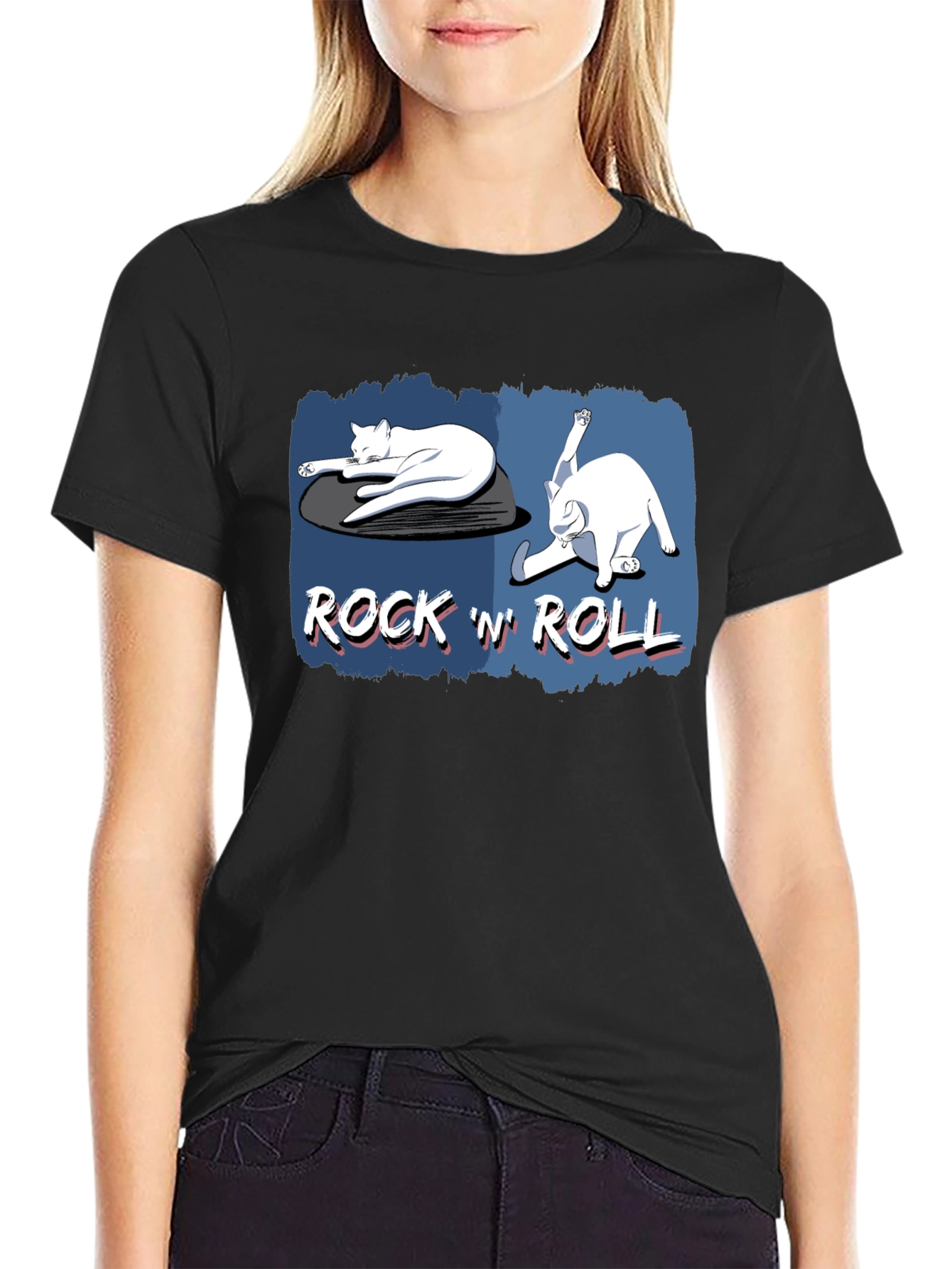 Black Rock 'N' Roll Cat Graphic Tee view 2