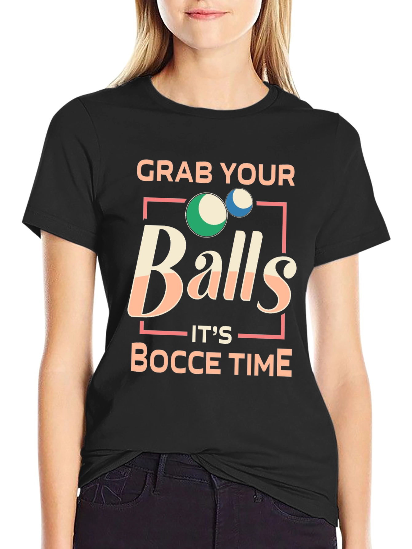 Black Grab Your Balls Bocce Time T-Shirt view 2