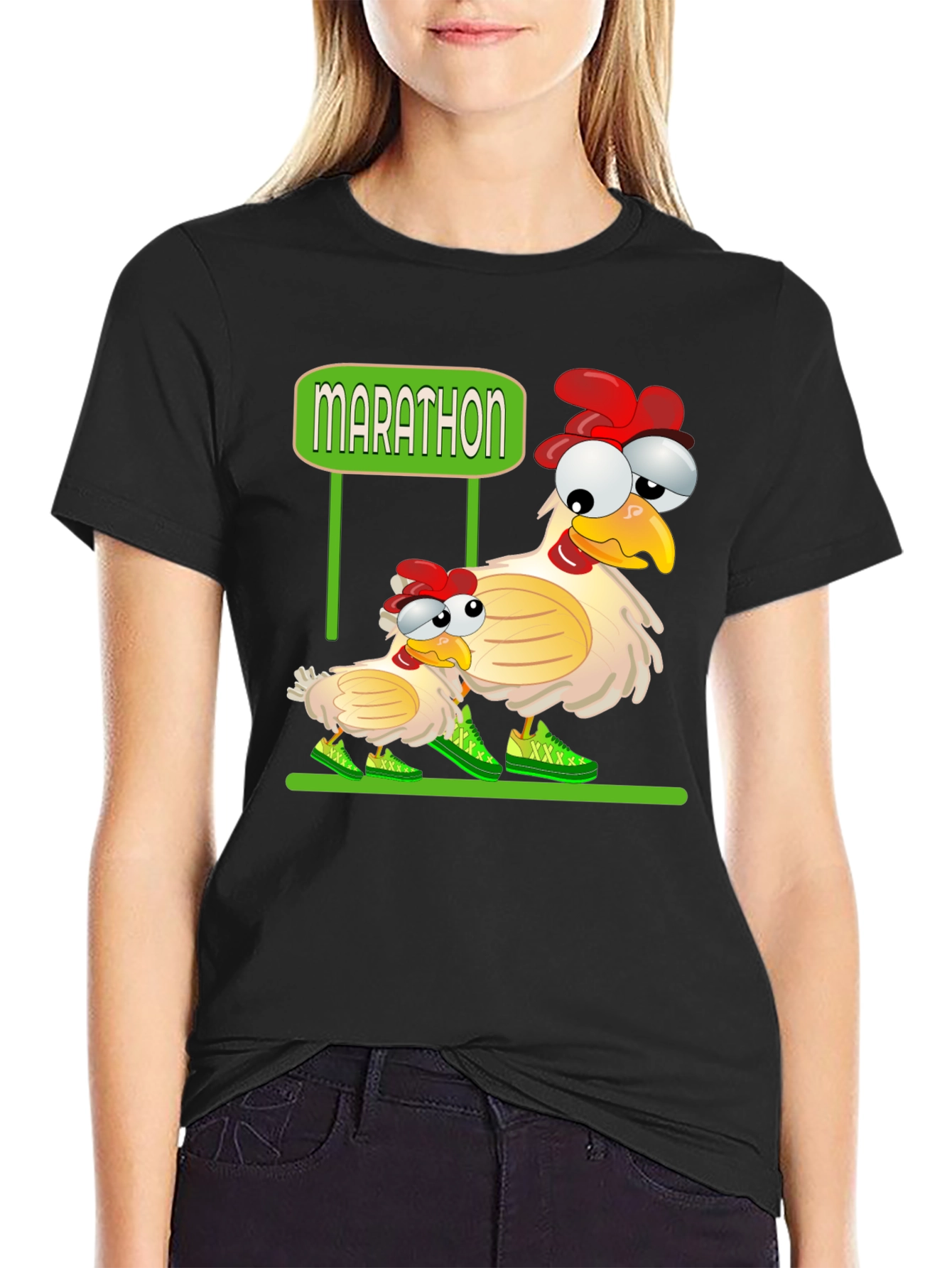 Black Marathon Chicken T-Shirt view 2
