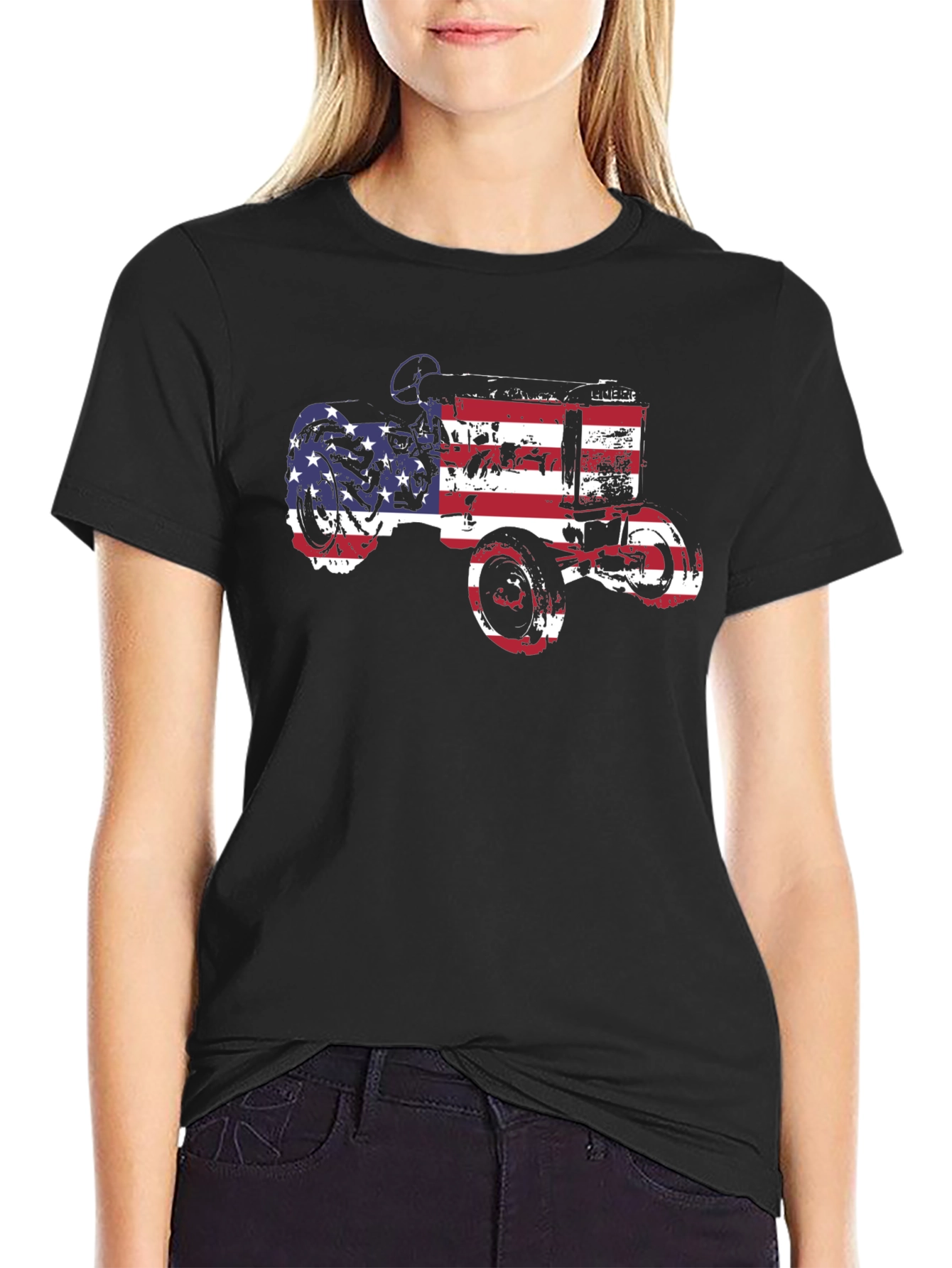 Black American Tractor Graphic Tee view 2