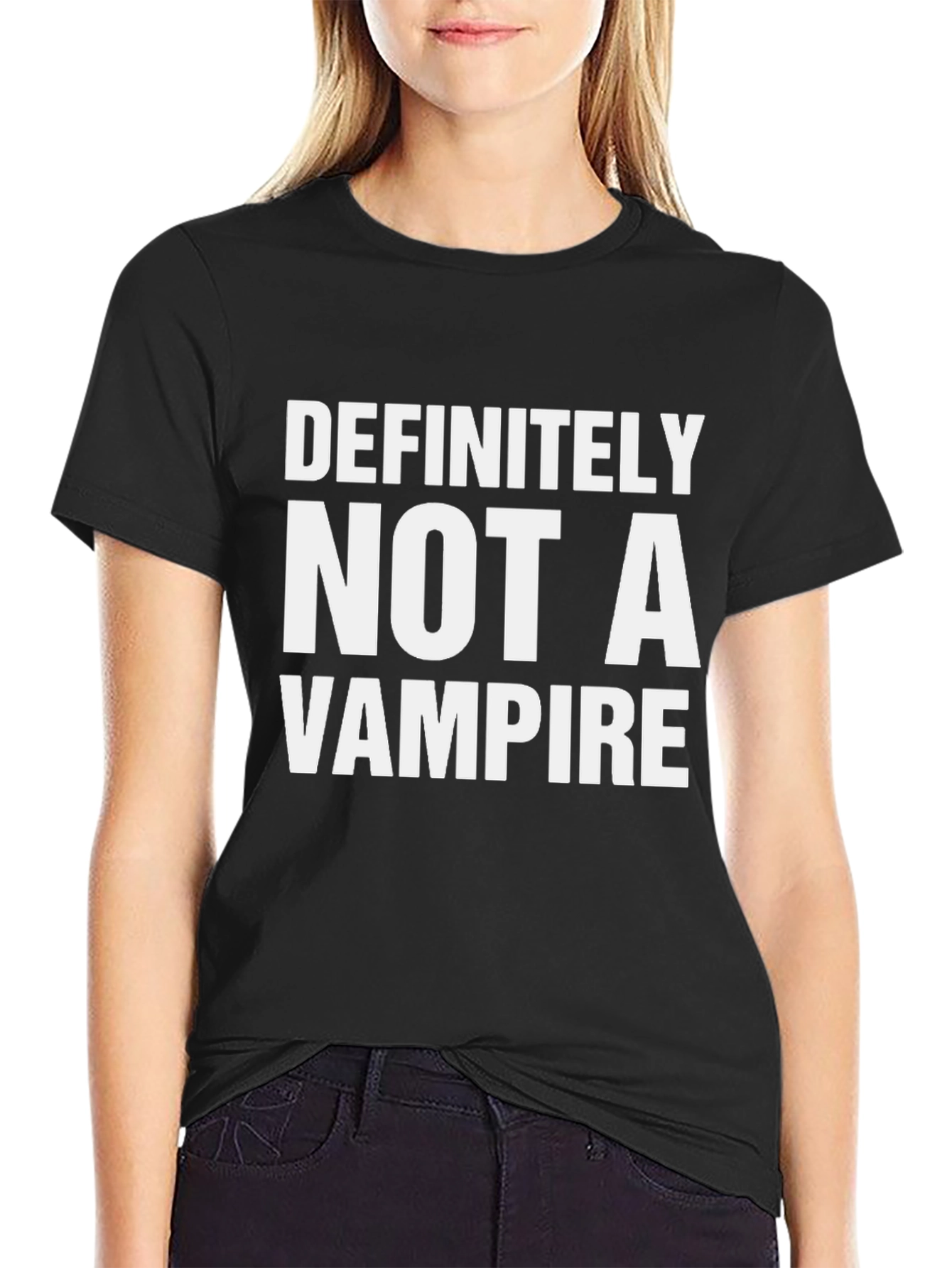 Black Definitely Not a Vampire Novelty T-Shirt view 2