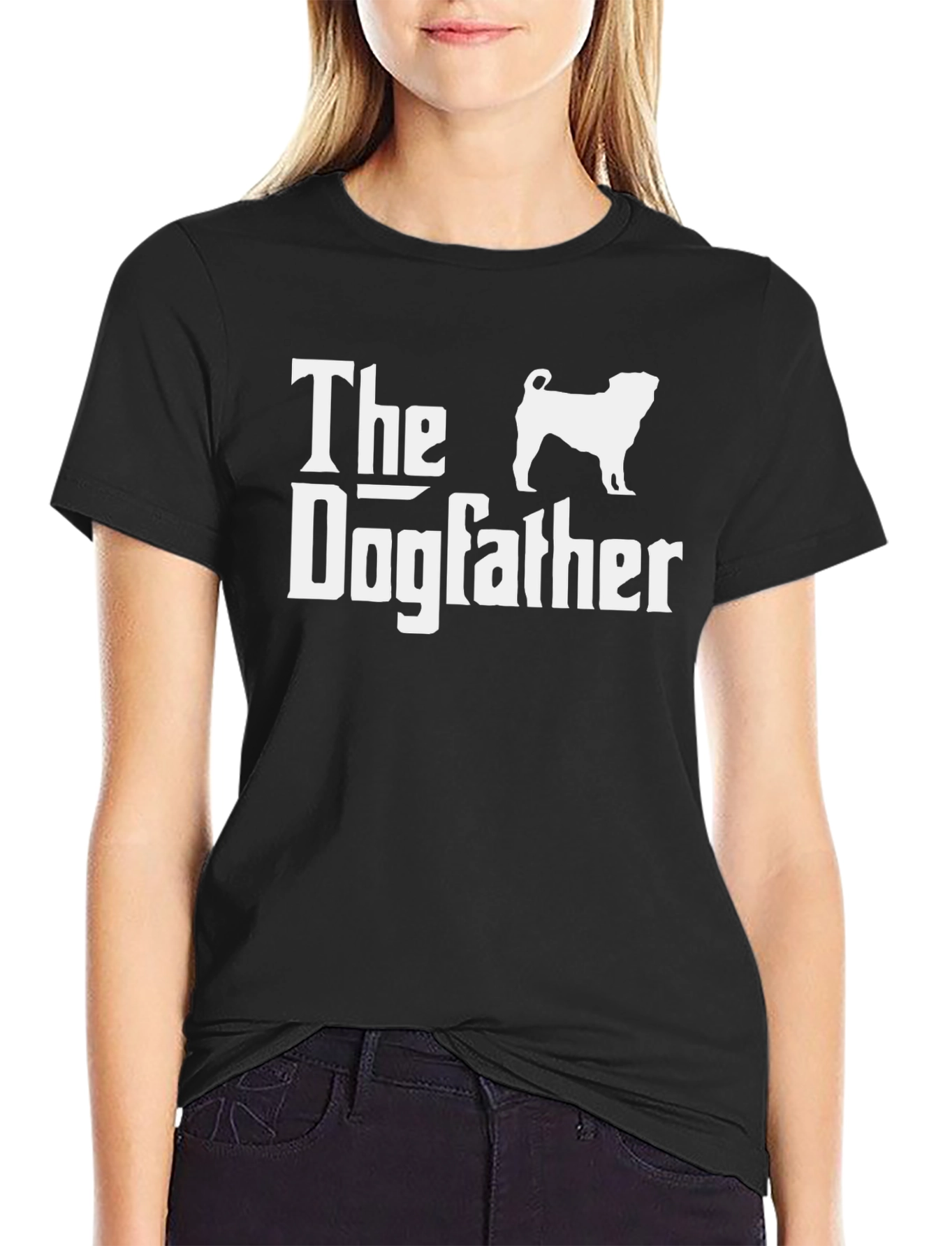 Black The Dogfather T-Shirt - Funny Dog Lover Tee view 2
