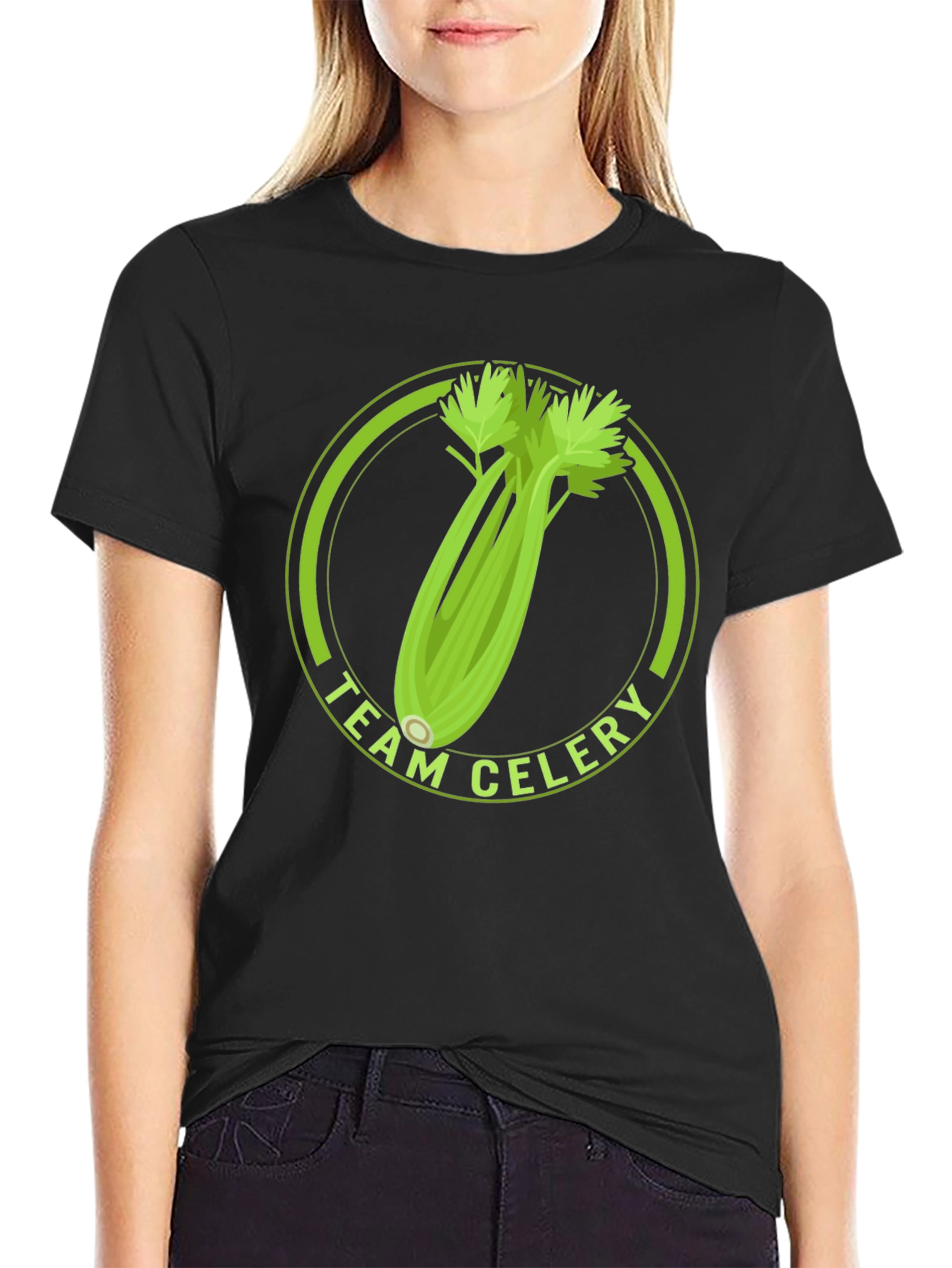 Team Celery Graphic T-Shirt - Black Cotton Tee - 2