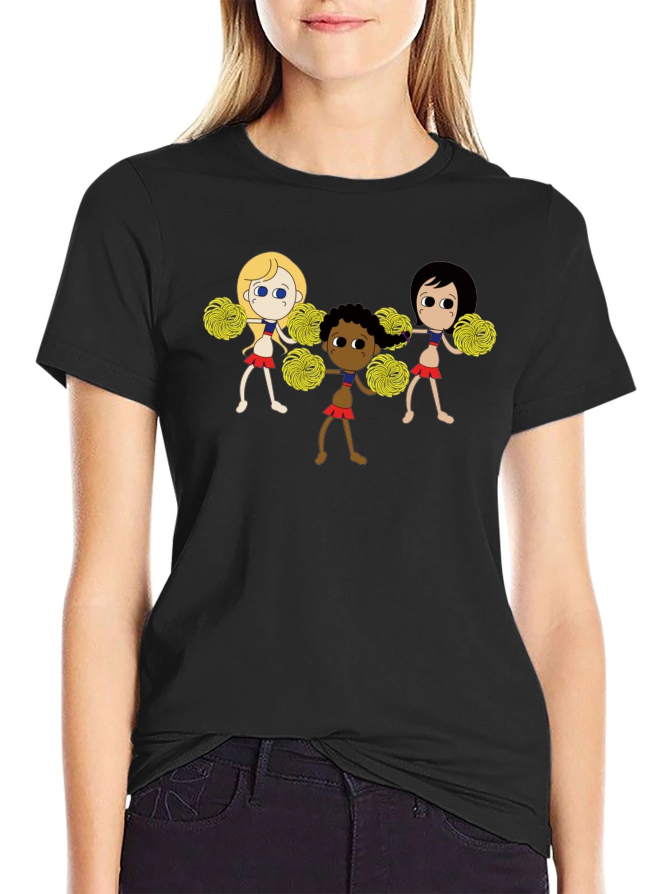 Black Cheerleader Squad Graphic Black T-Shirt view 2