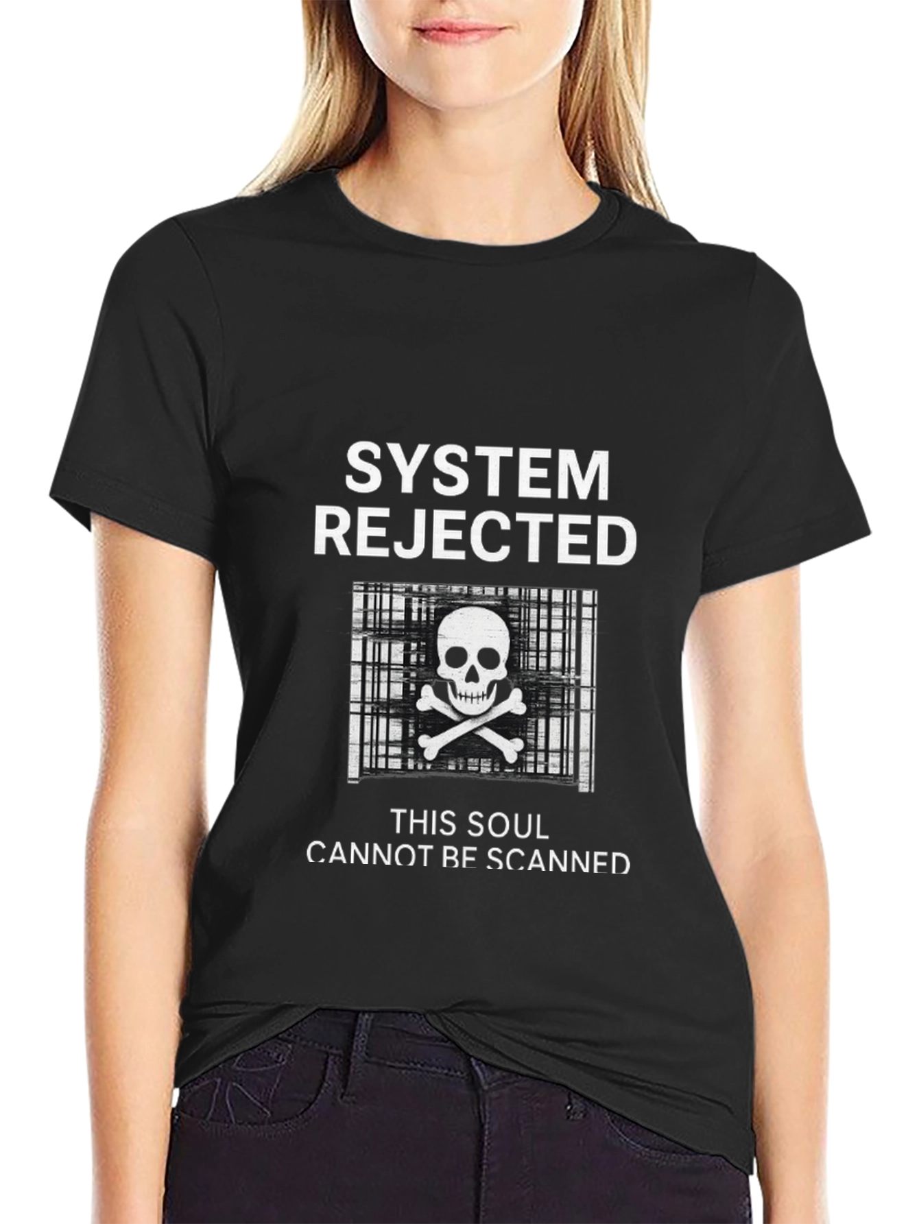 Black System Rejected Skull T-Shirt view 2