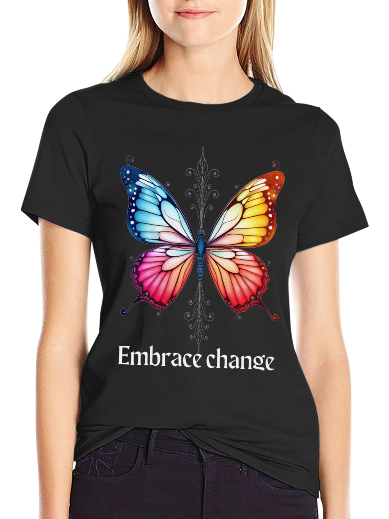 Black Embrace Change Butterfly Graphic Tee view 2