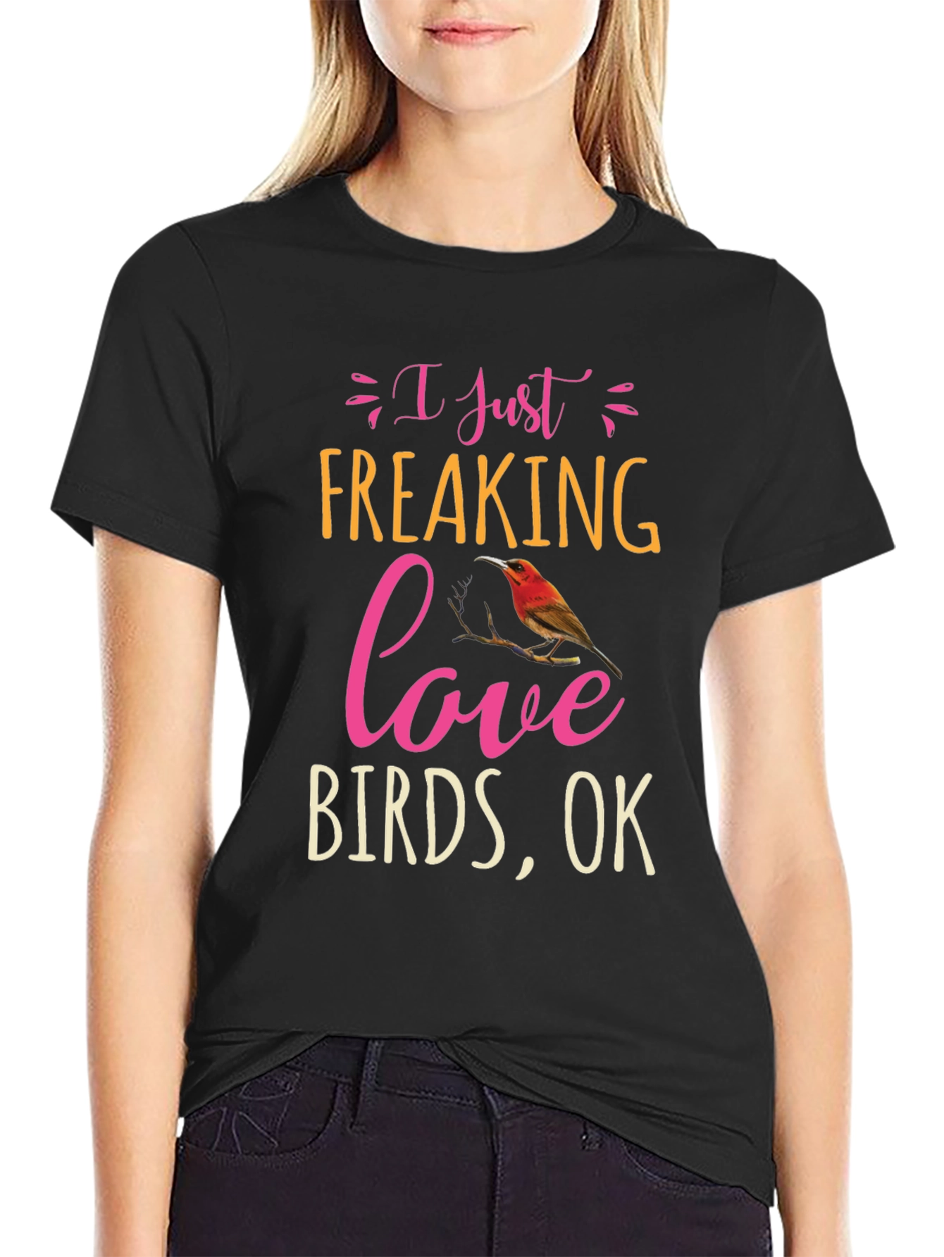 Black I Just Freaking Love Birds T-Shirt view 2