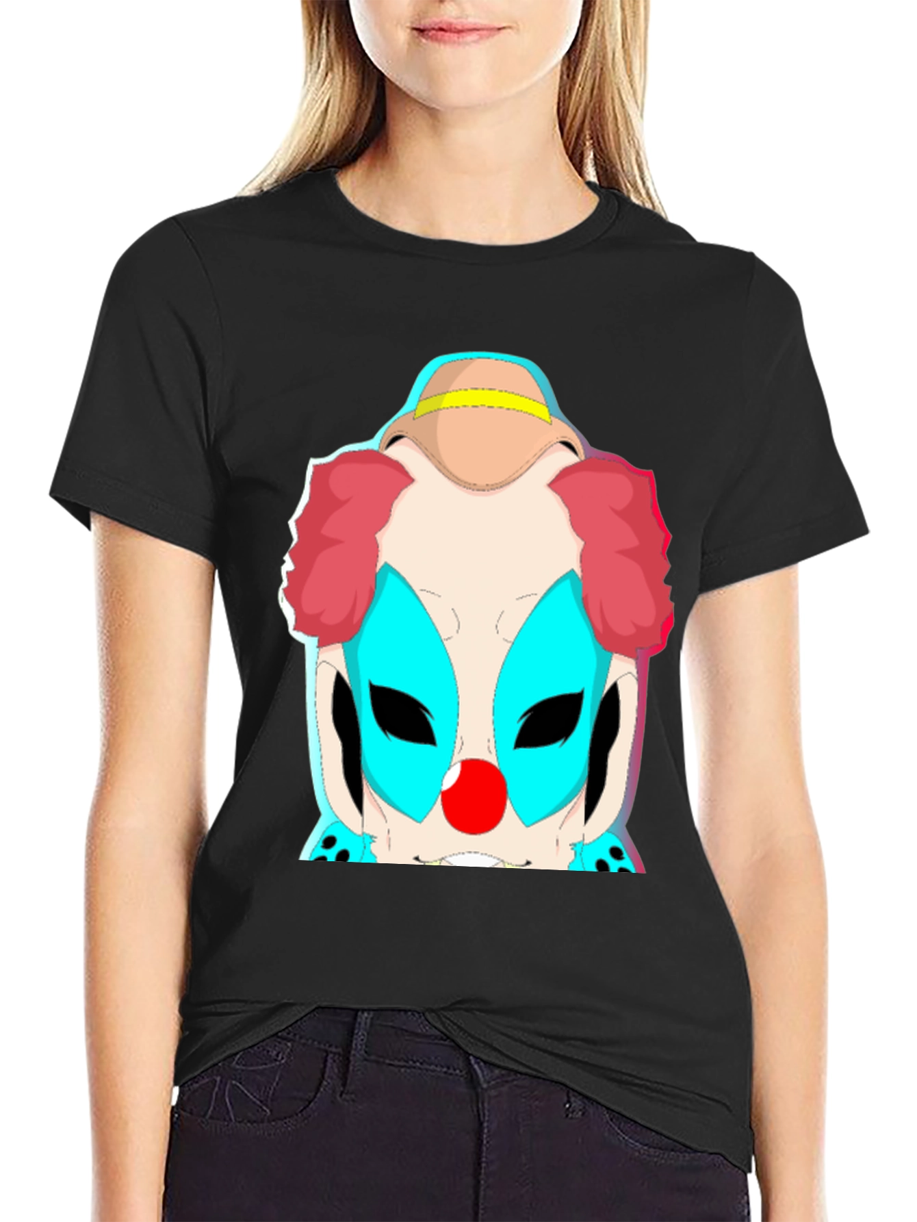 Black Clown Graphic Tee - Bold Black Cotton T-Shirt view 2