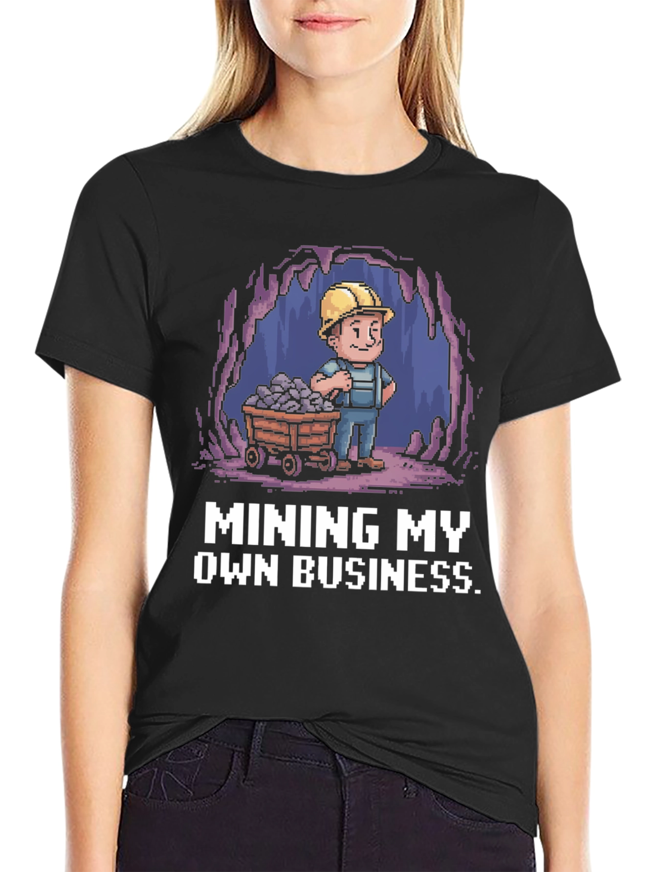 Black Mining My Own Business T-Shirt - Black Novelty Tee view 2