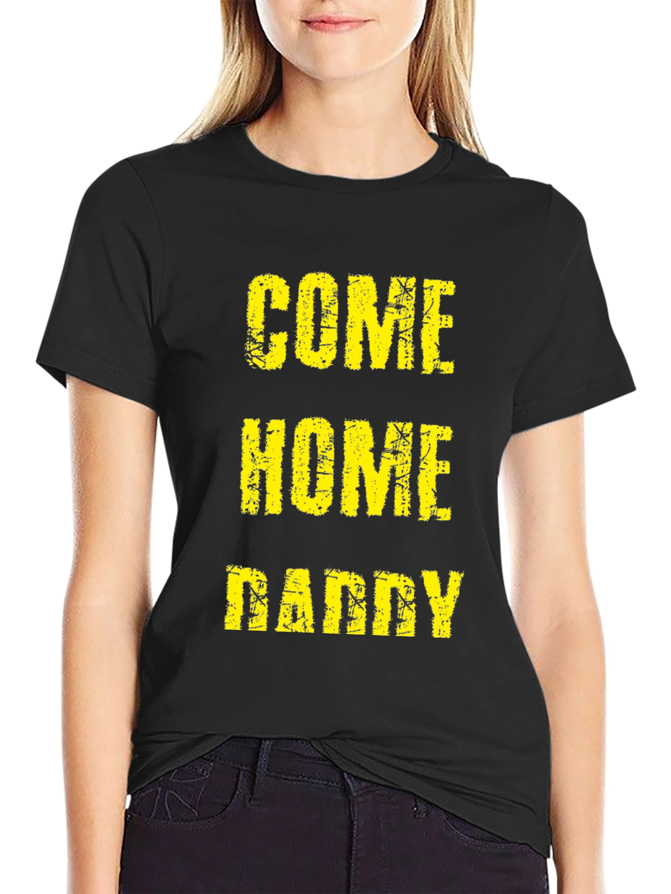 Black Come Home Daddy Tee - Black Graphic T-Shirt view 2